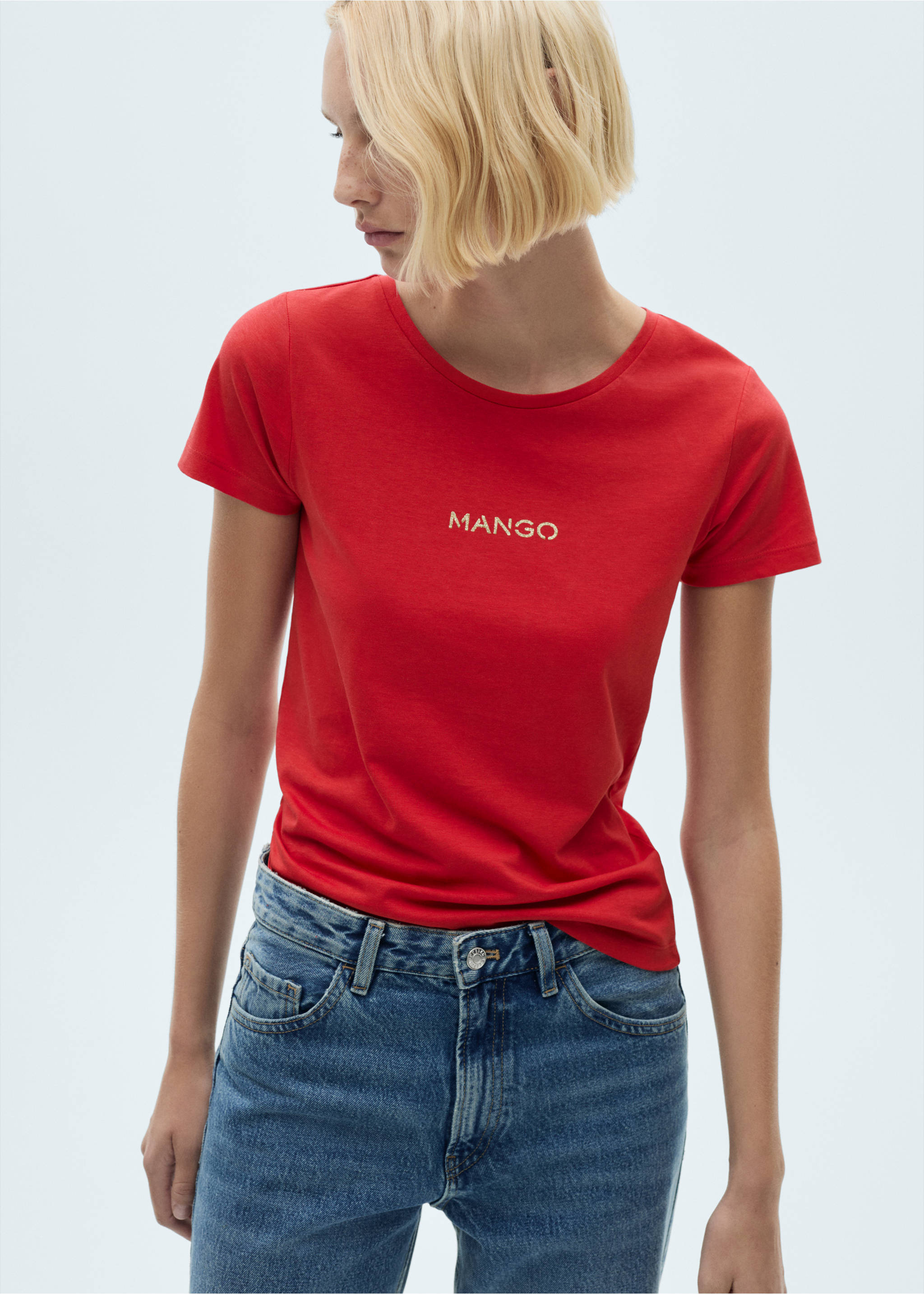 Camiseta algodón logo - Plano medio, Rojo. Ref: 77020354-00.