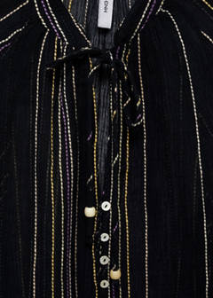 Striped bow blouse — Black 7