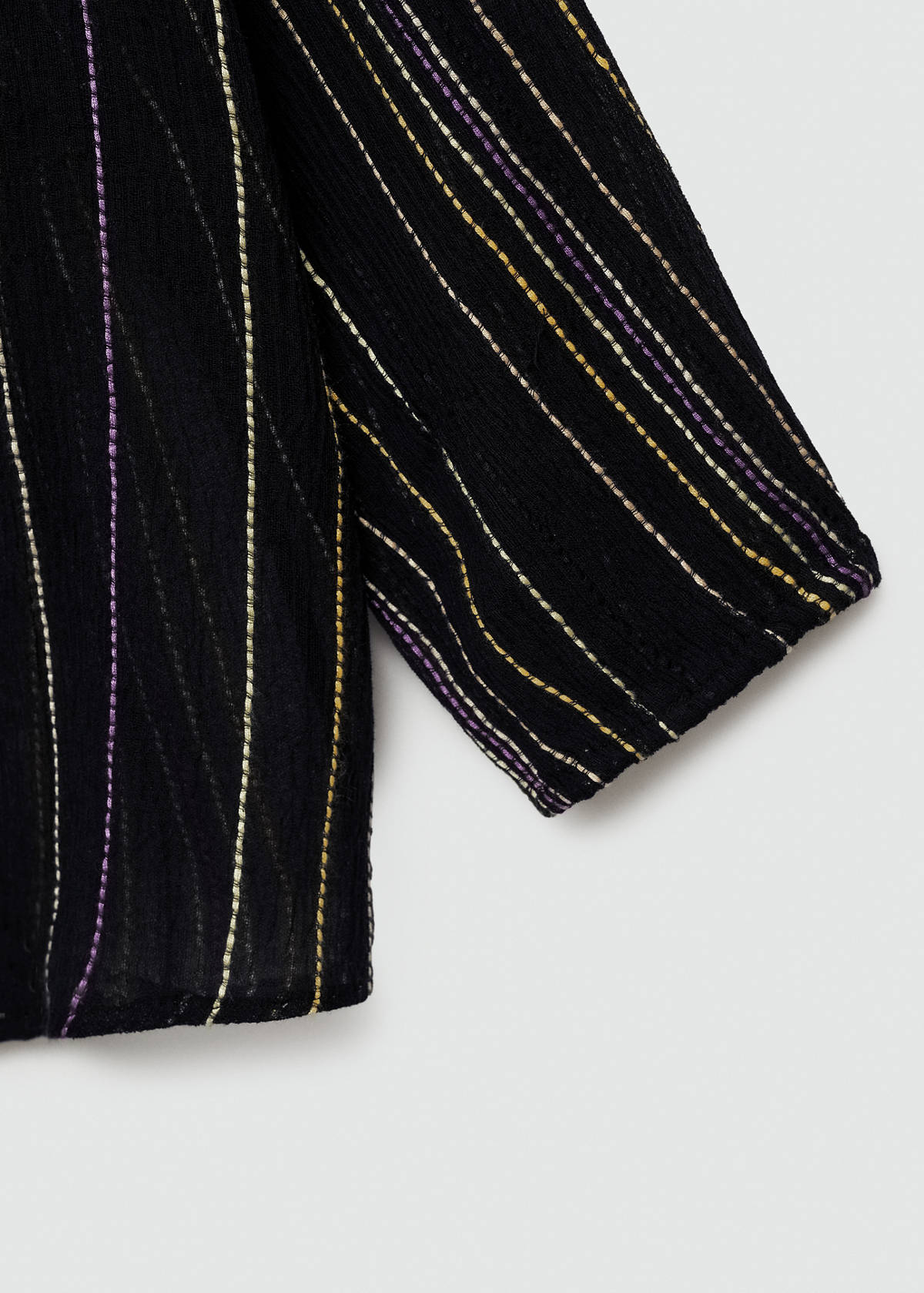 Striped bow blouse — Black