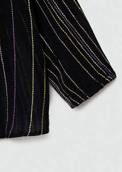 Striped bow blouse — Black 8