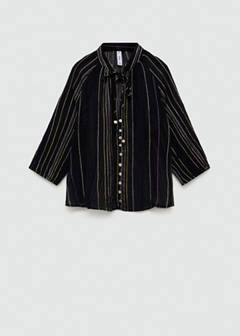 Striped bow blouse — Black 6