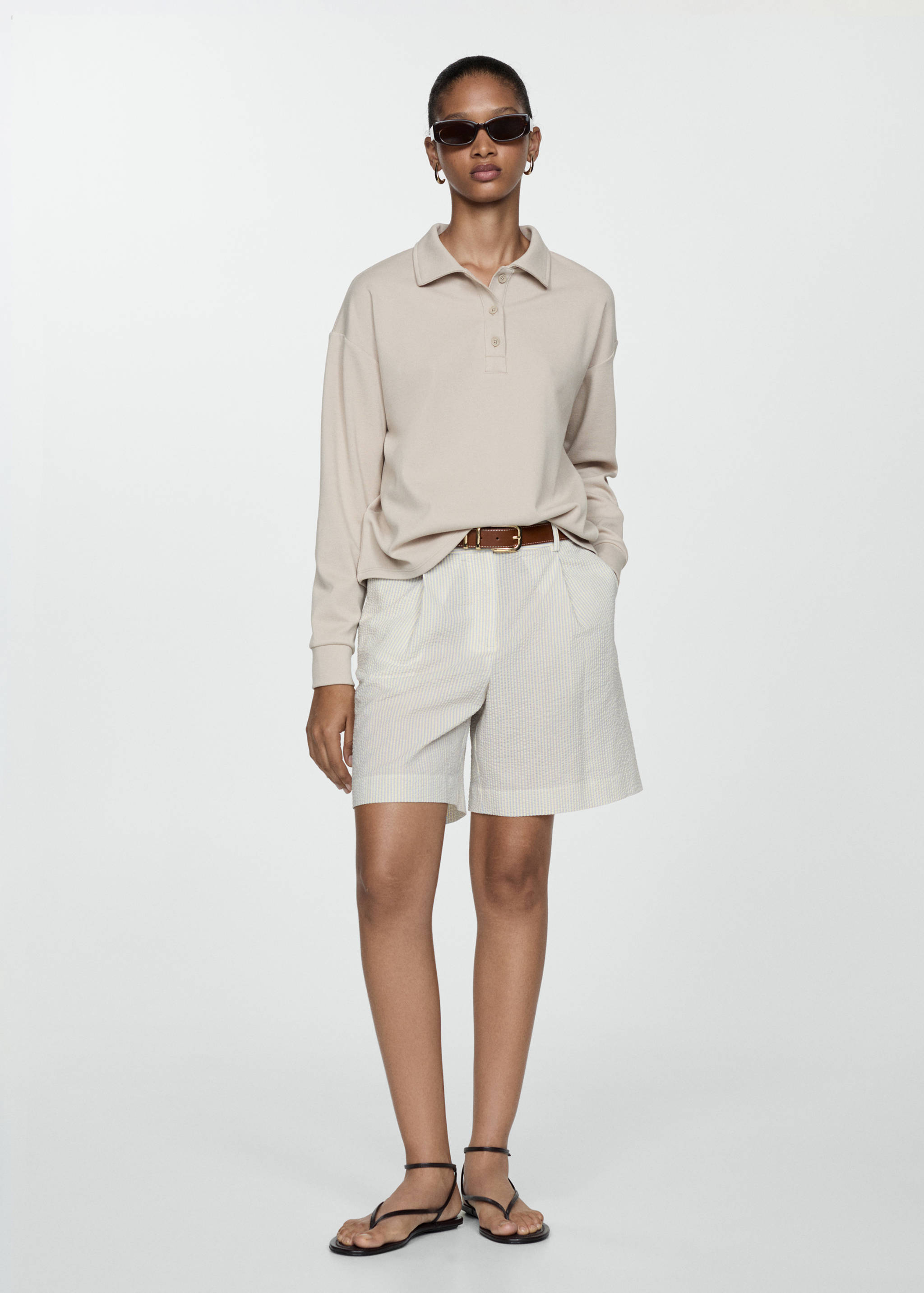 Striped cotton Bermuda shorts - General plane