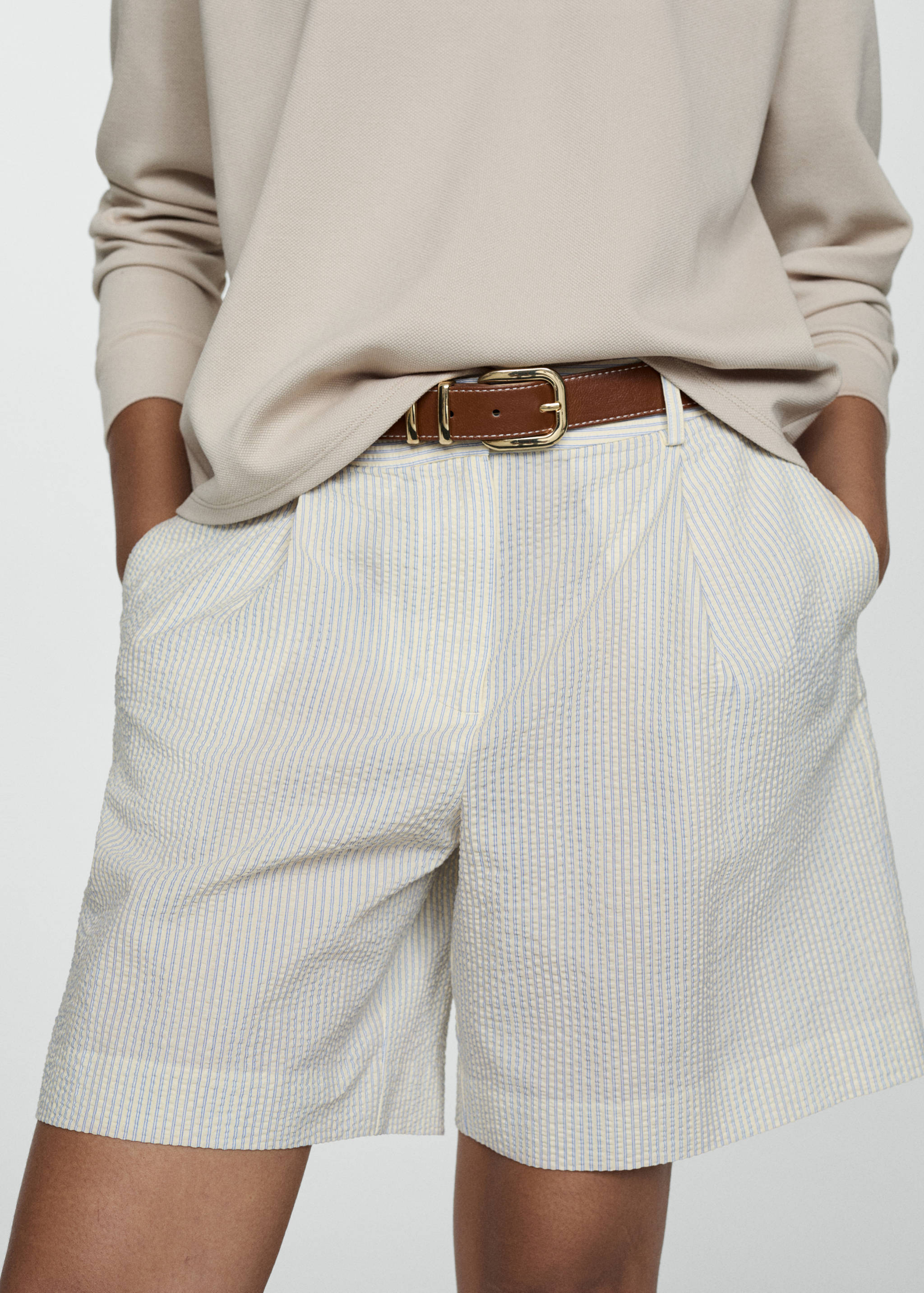 Striped cotton Bermuda shorts - Medium plane