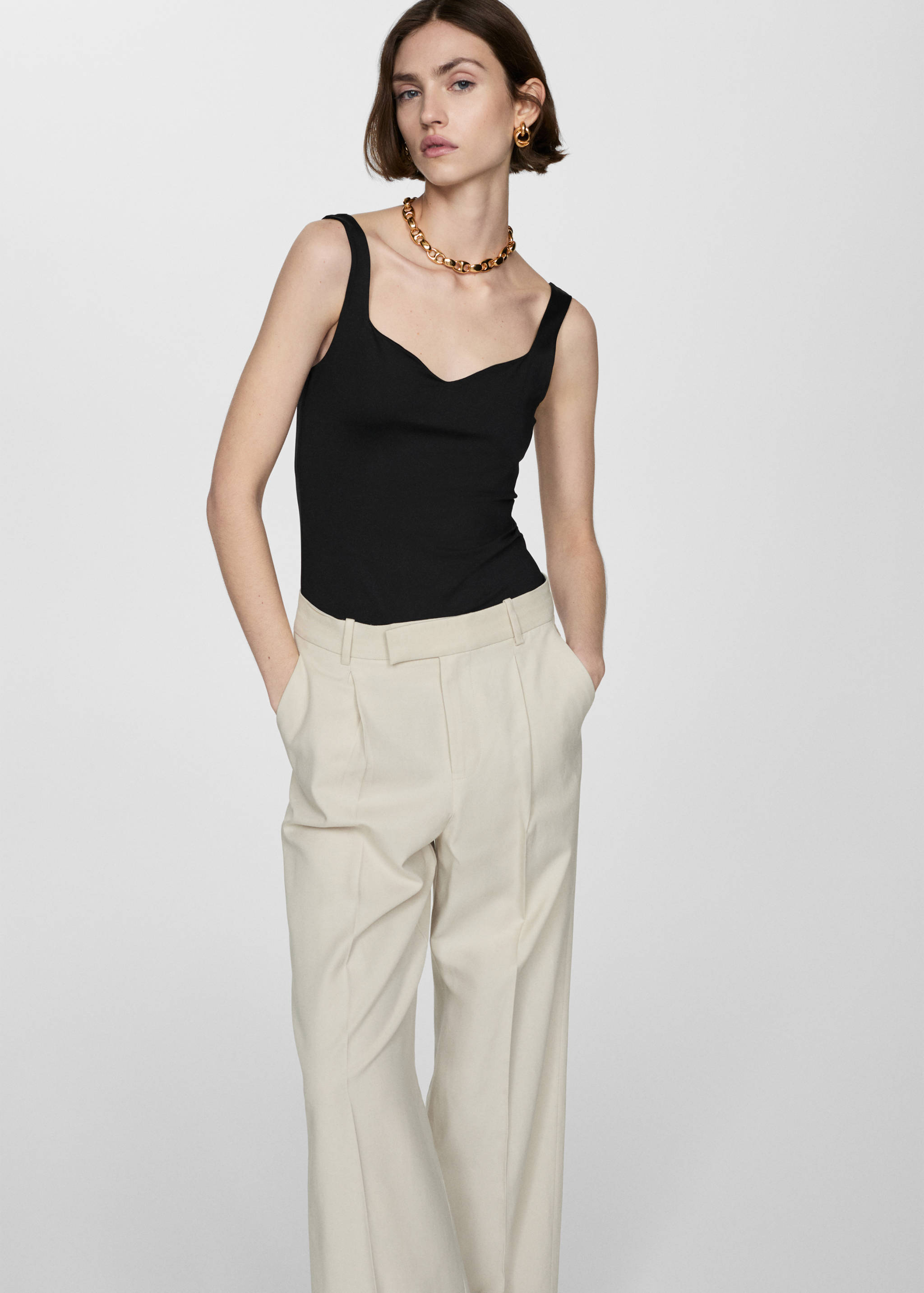 针织吊带上衣 - null