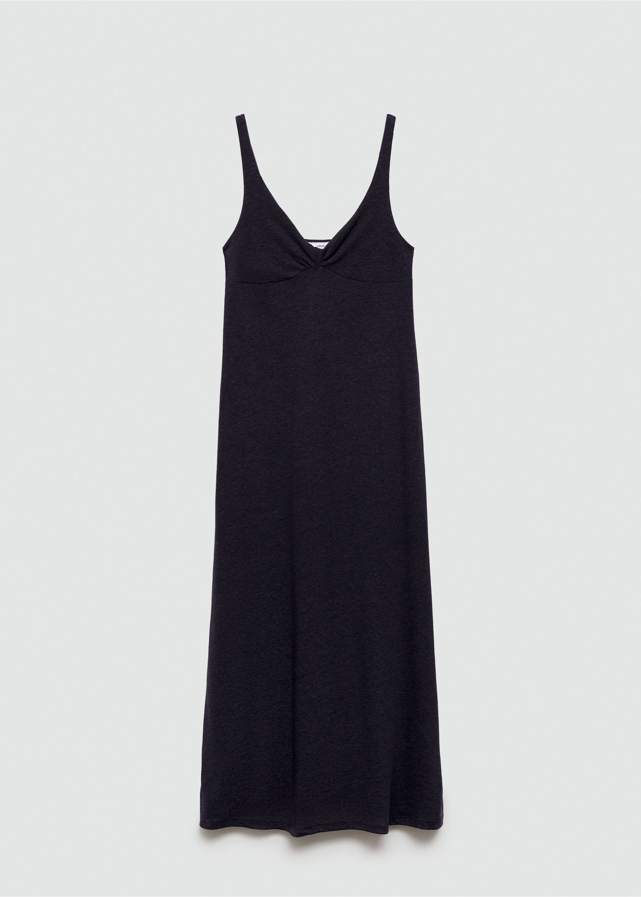 Robe lin détail nœud - Article sans modèle, Bleu marine foncé. Ref: 77020371-00.