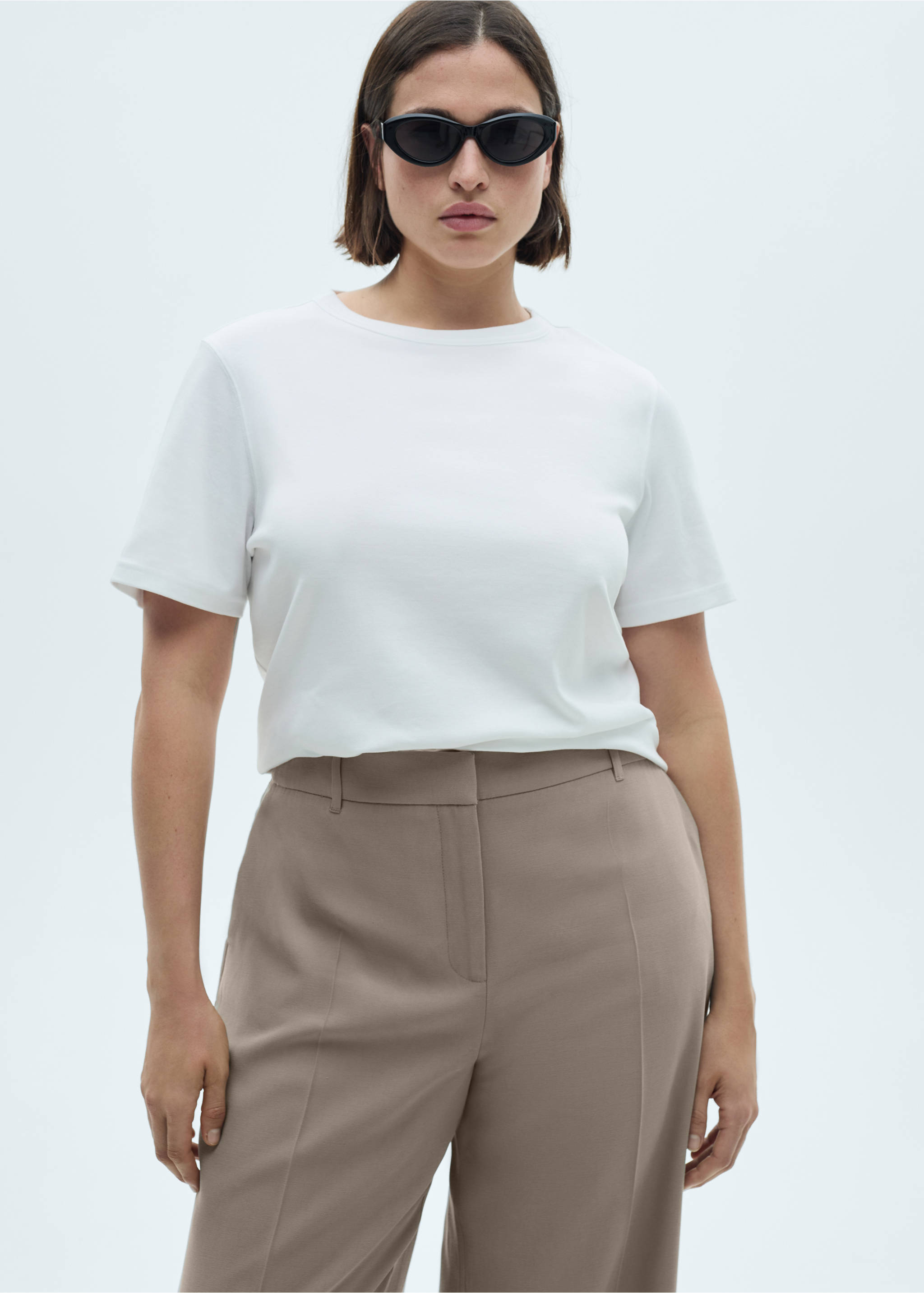 Wide leg pleated trousers - Details of the article 5, Grey. Ref: 77020374-00.
