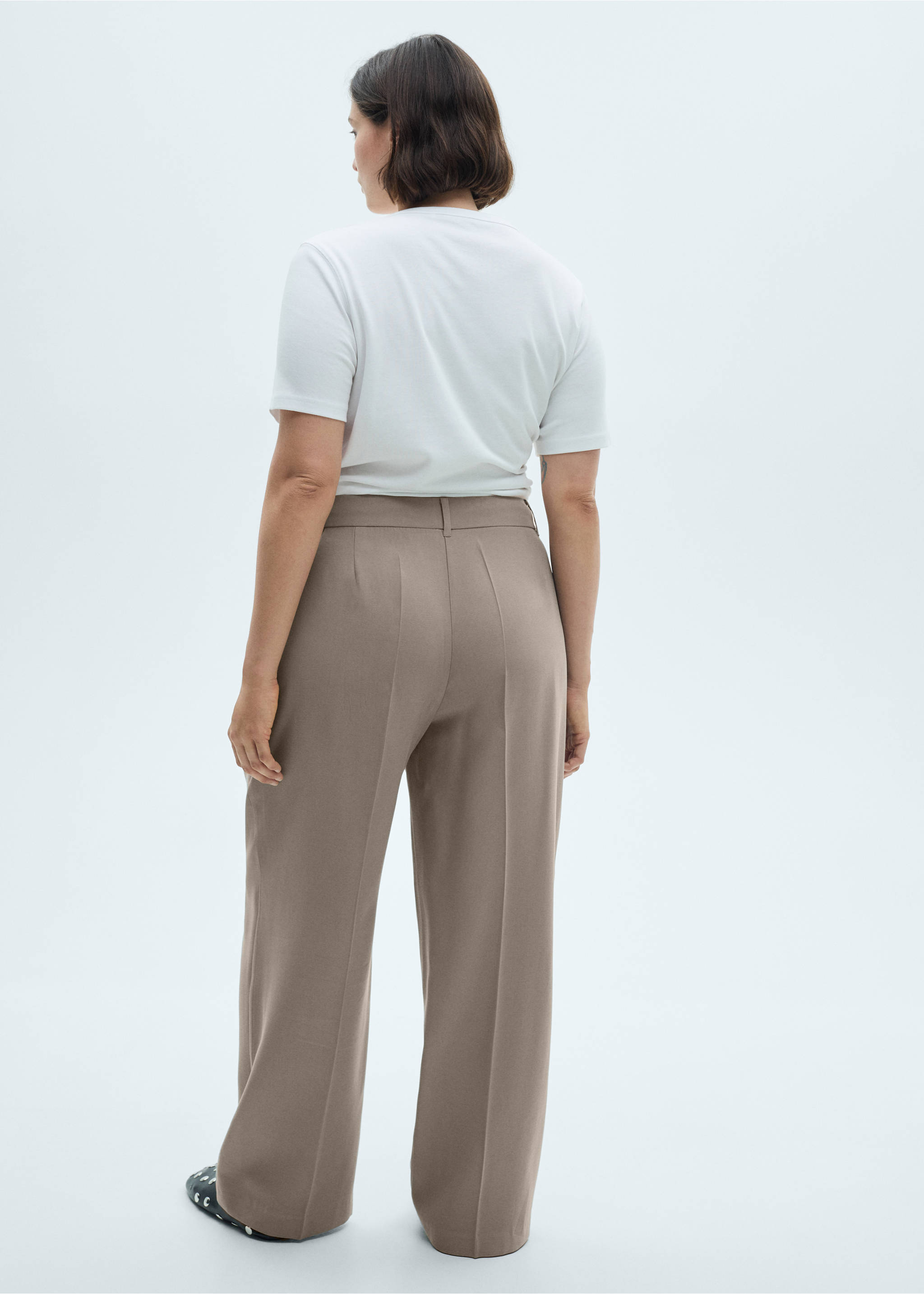 Wide leg pleated trousers - Details of the article 4, Grey. Ref: 77020374-00.