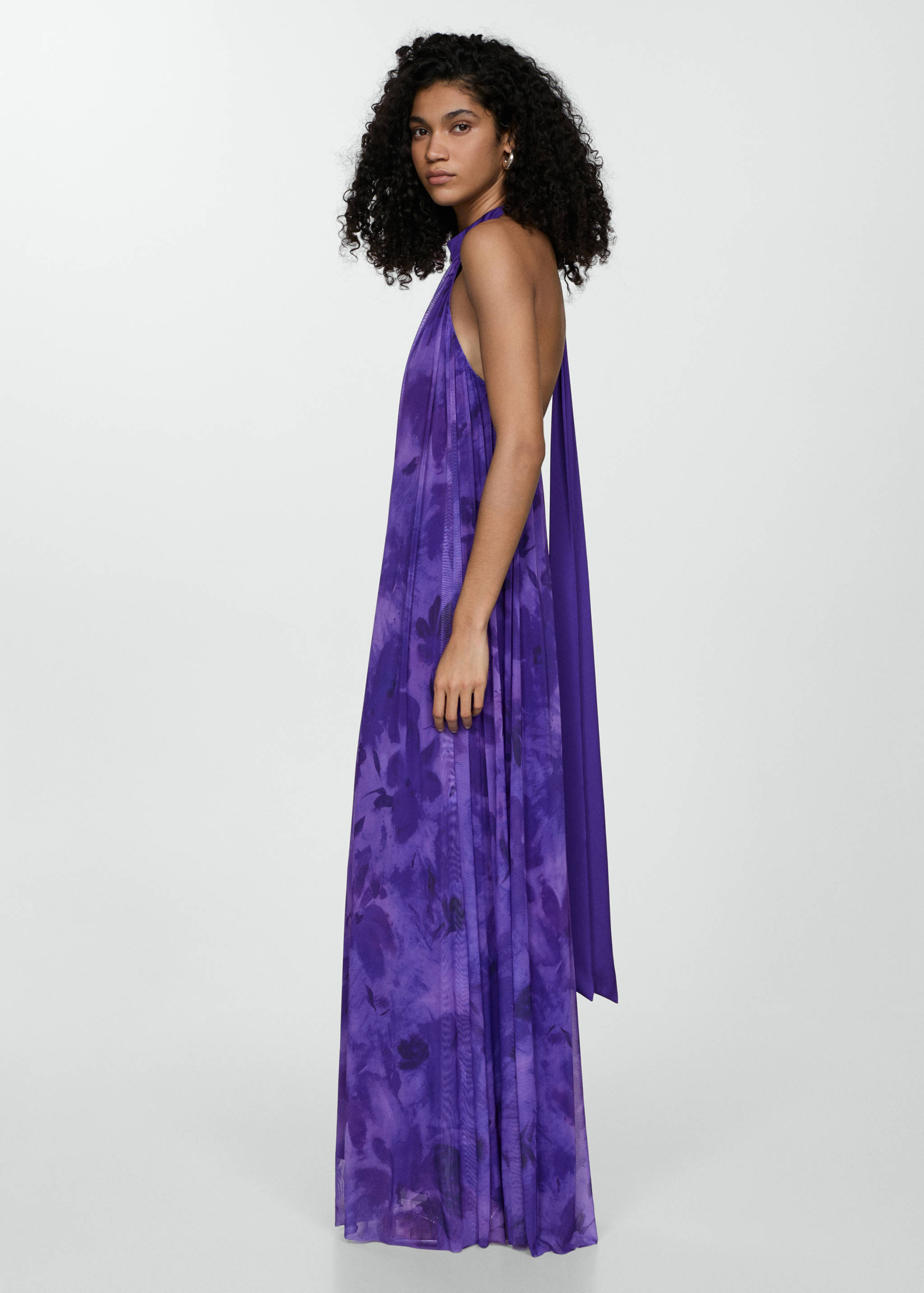 Printed halter-neck dress - General plane