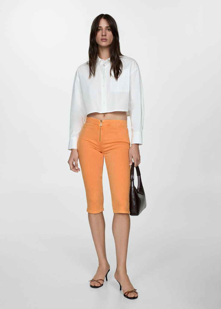 MANGO - Jean slim capri fermeture Éclair orange - 34