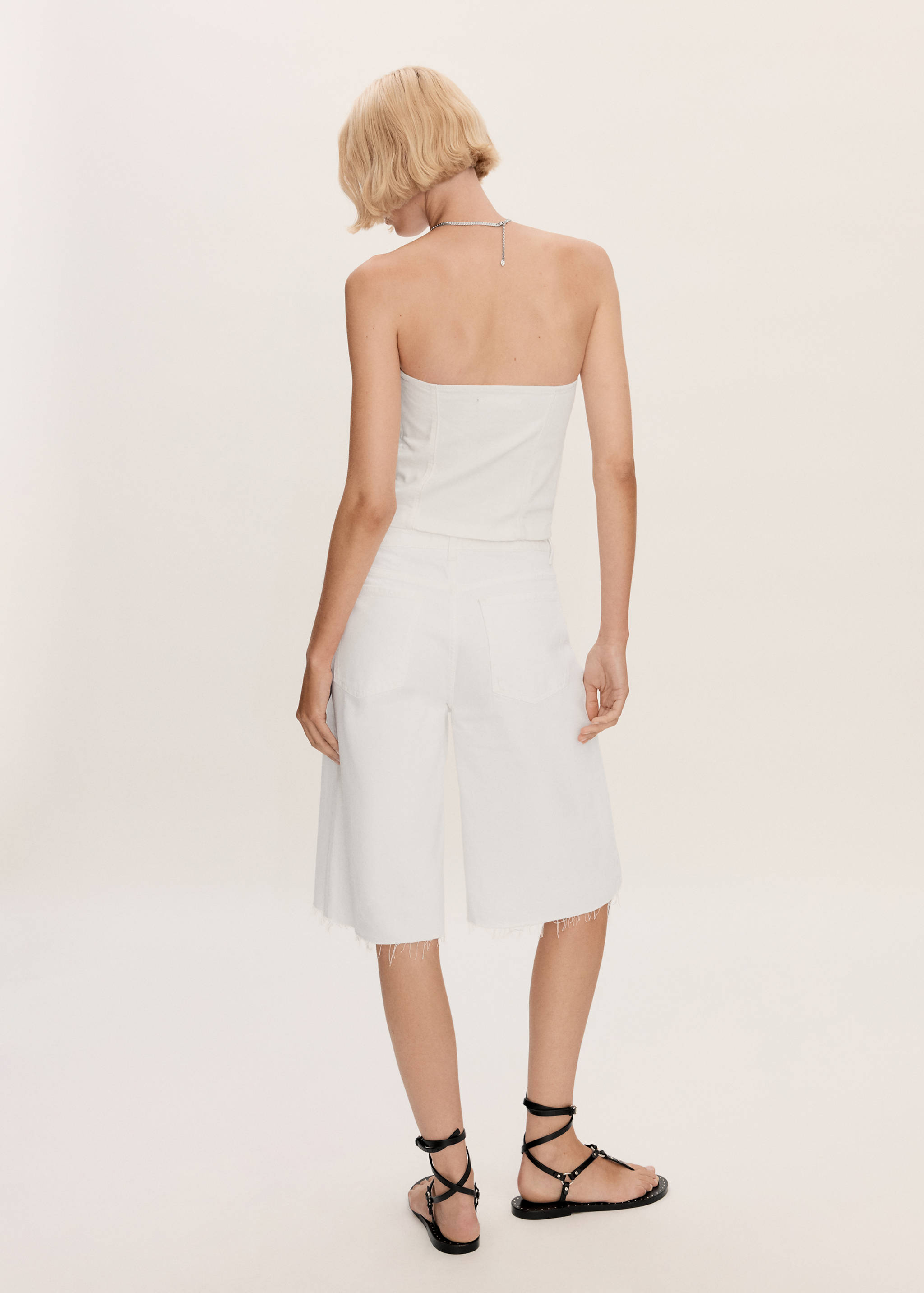 超大版型牛仔百慕大短裤 - null