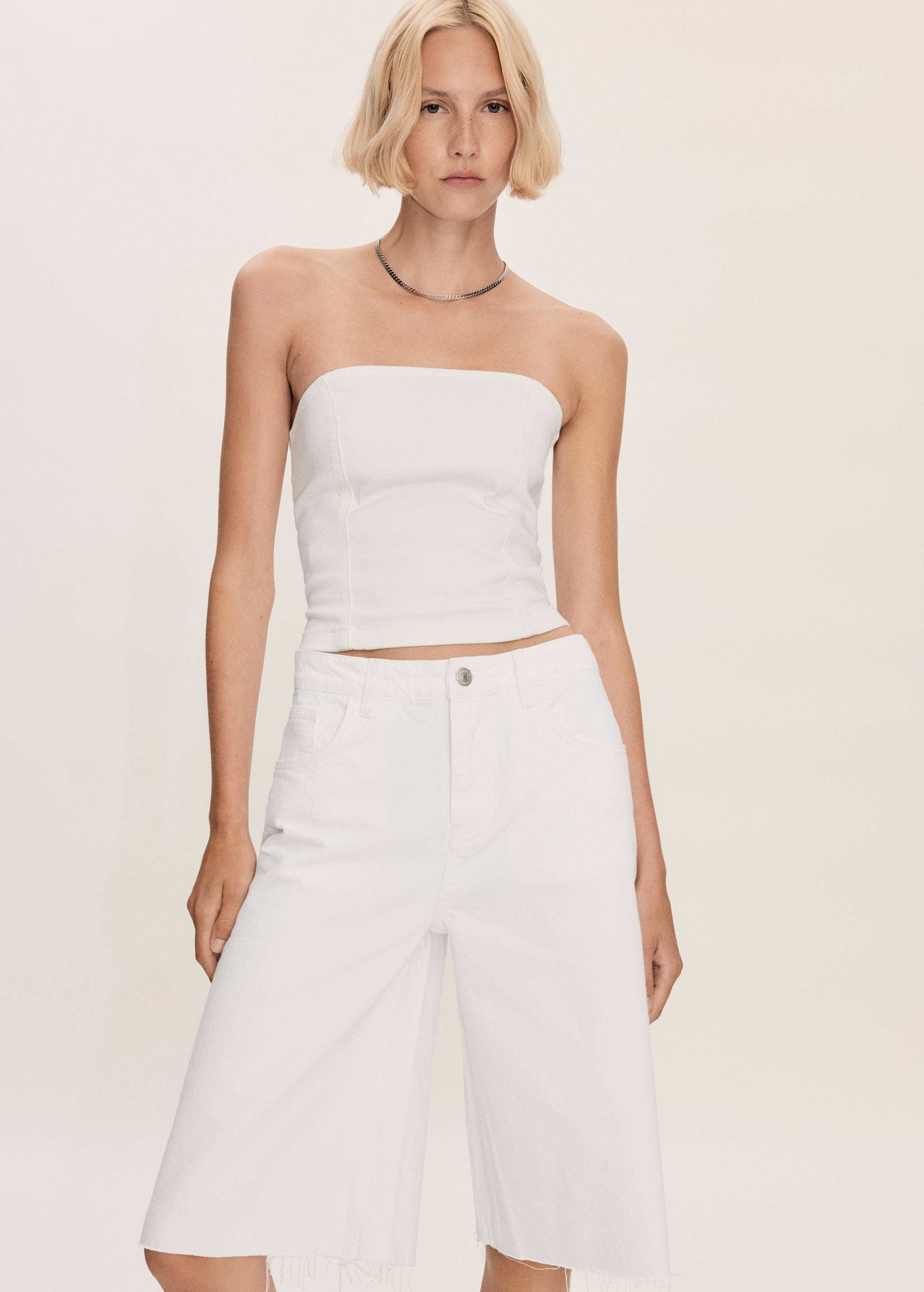 超大版型牛仔百慕大短裤 - null