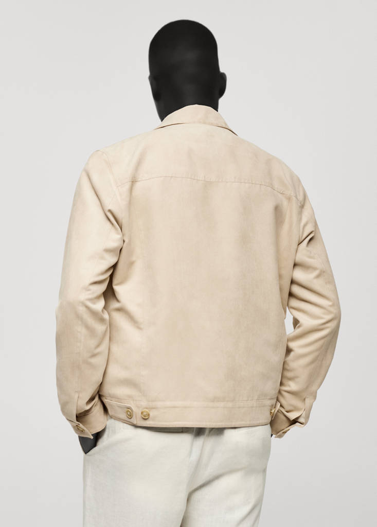 Suede-effect jacket with pockets — Beige