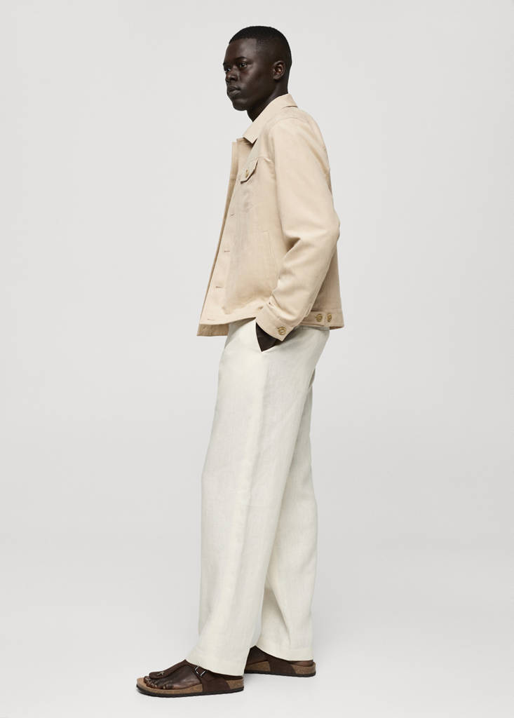 Suede-effect jacket with pockets — Beige