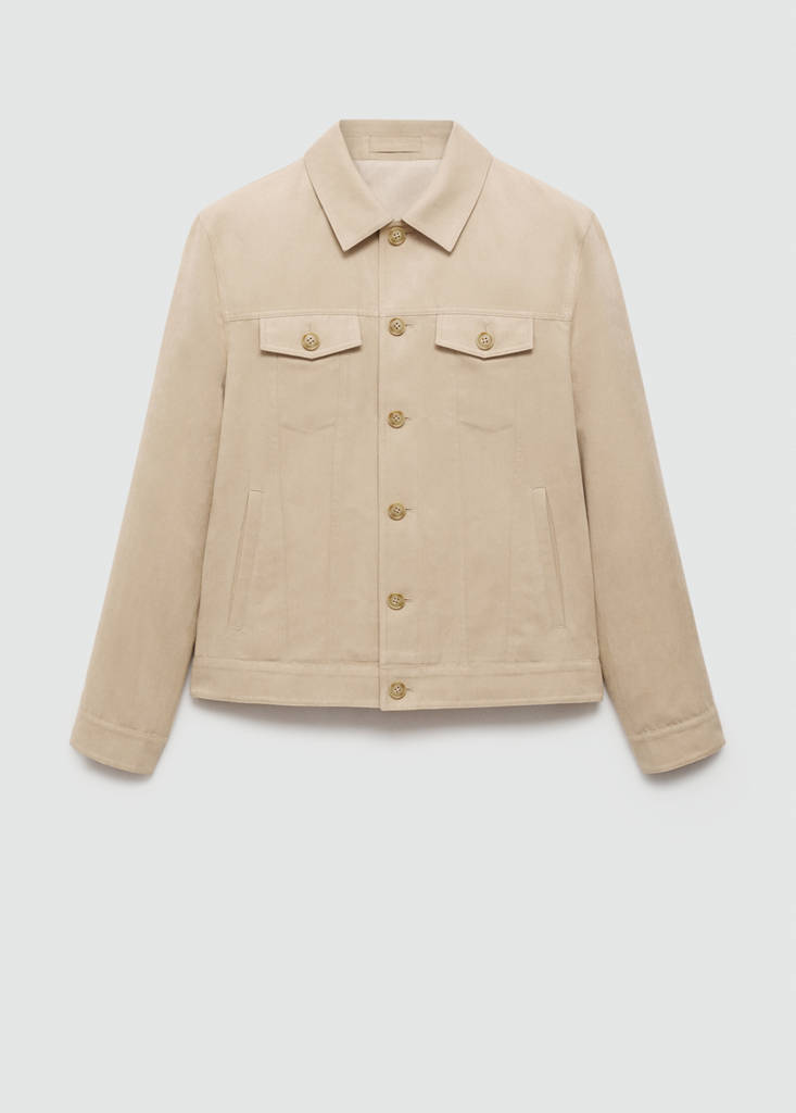 Suede-effect jacket with pockets — Beige
