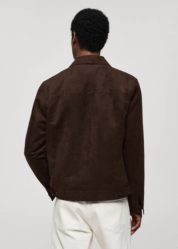 Suede-effect jacket with pockets — Chocolate