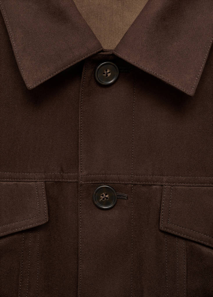Suede-effect jacket with pockets — Chocolate