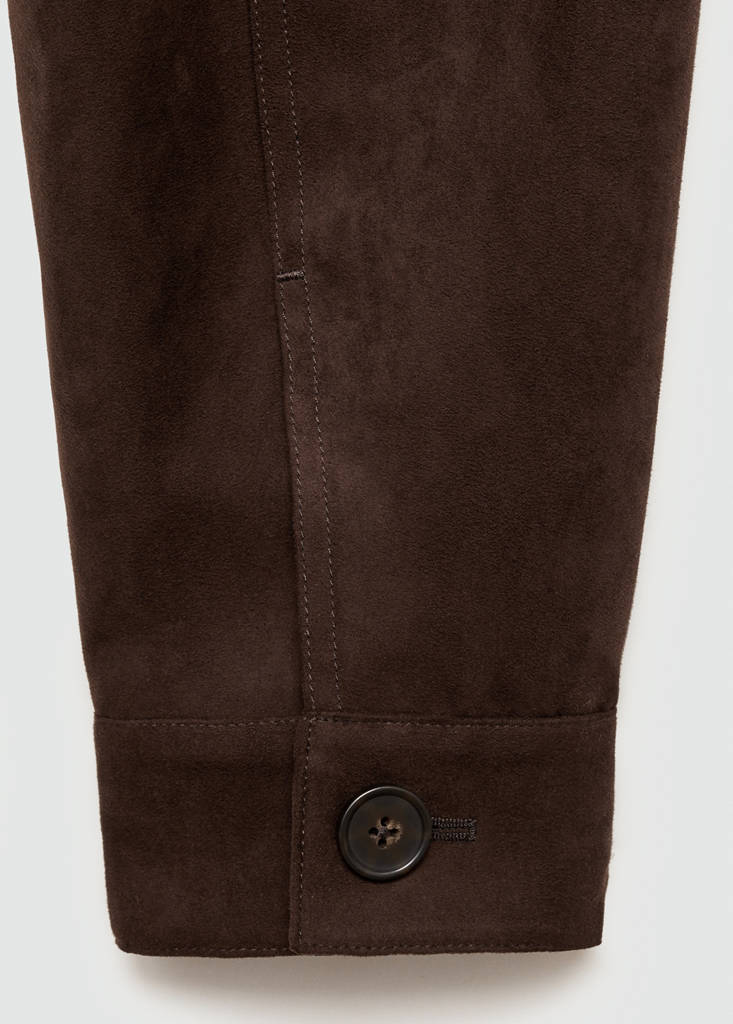 Suede-effect jacket with pockets — Chocolate