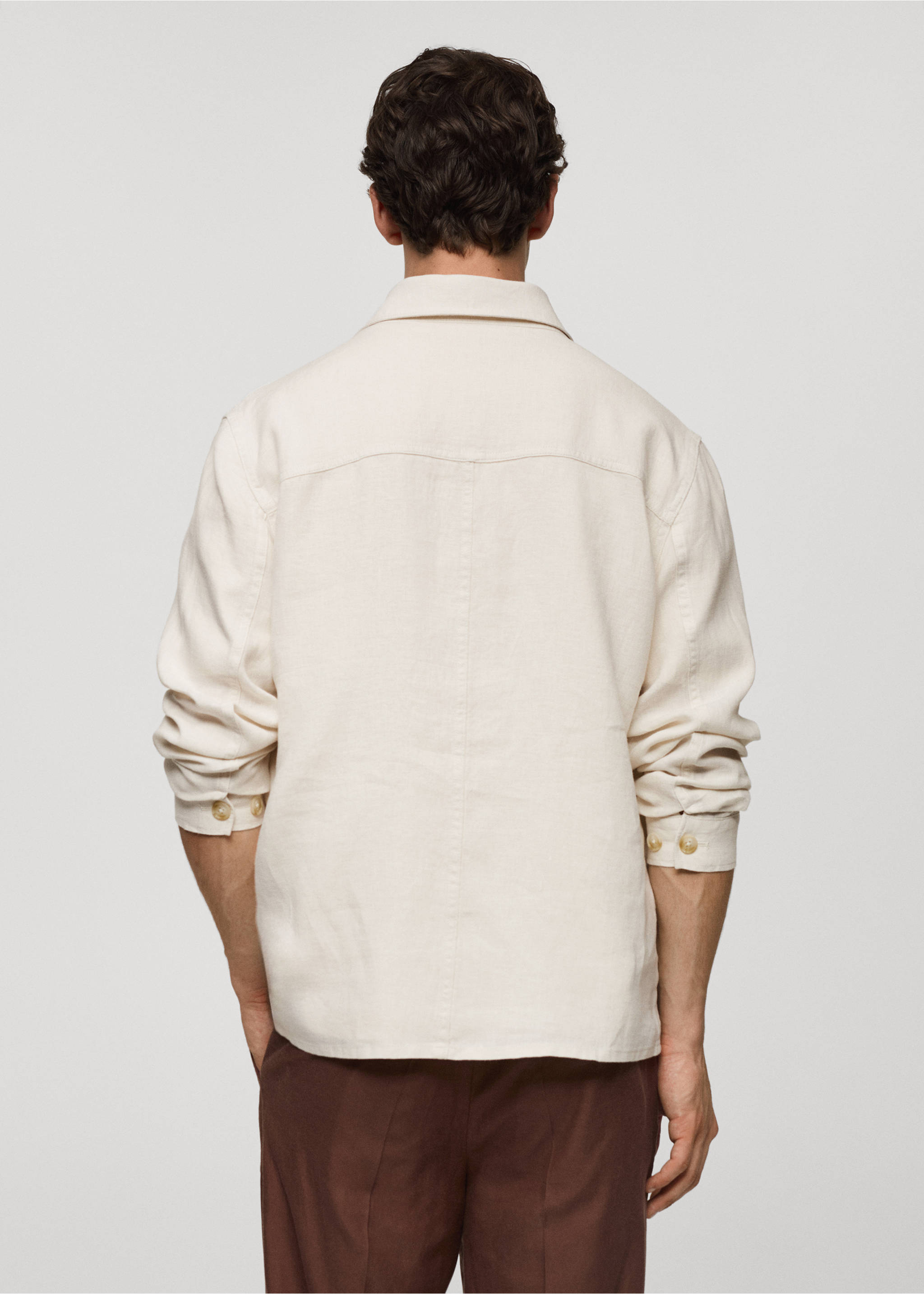 100% linen overshirt with pockets - Reverse of the article, White. Ref: 77020567-00.