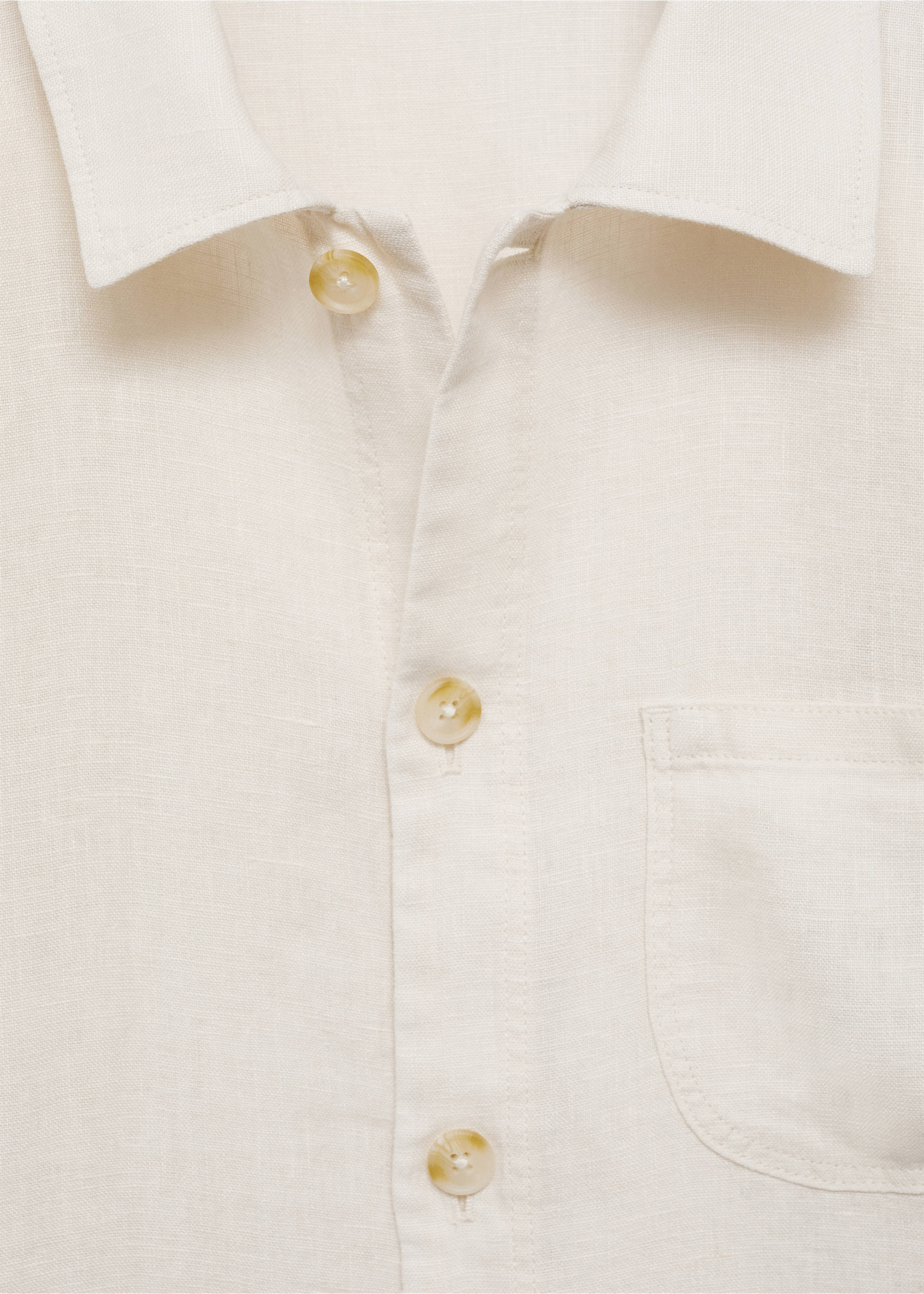 100% linen overshirt with pockets - Details of the article 8, White. Ref: 77020567-00.