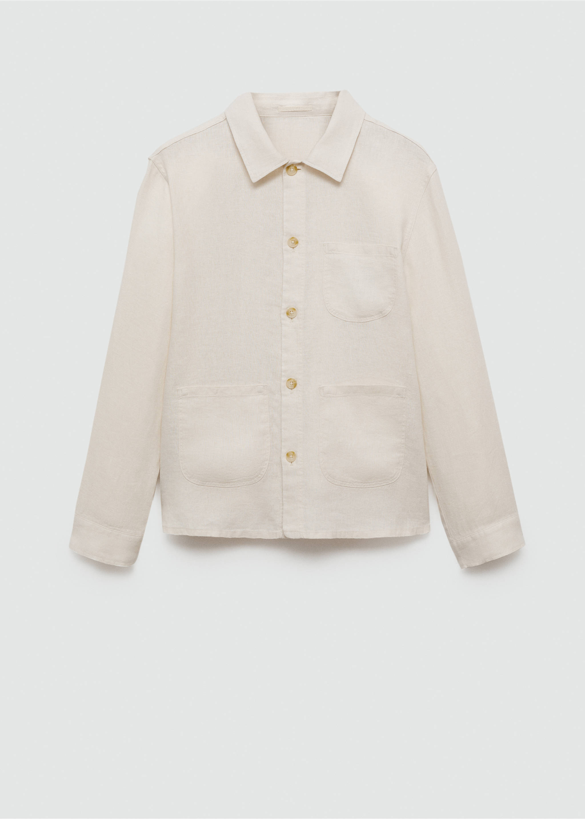 100% linen overshirt with pockets - Article without model, White. Ref: 77020567-00.