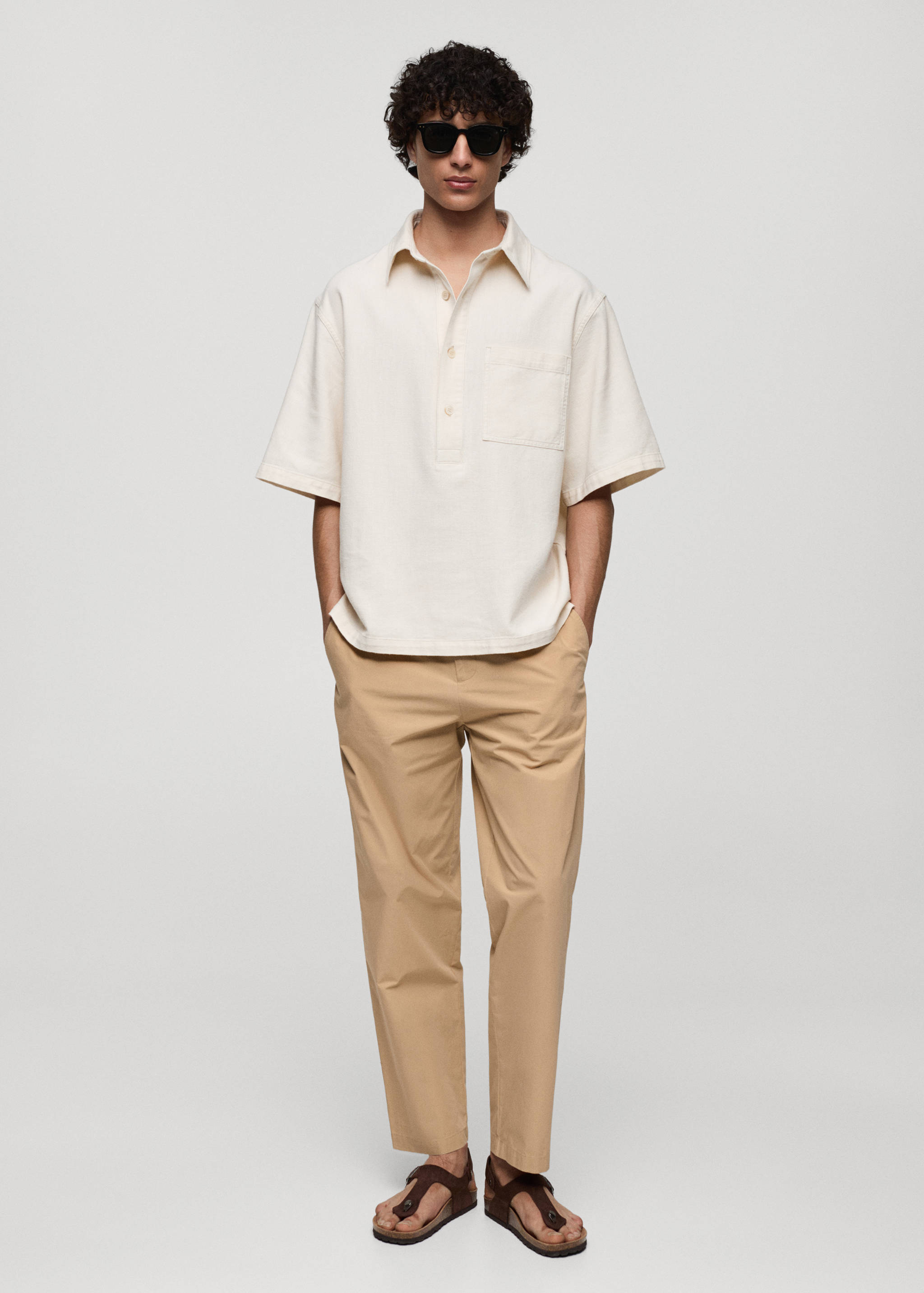 Drawstring cotton trousers - General plane