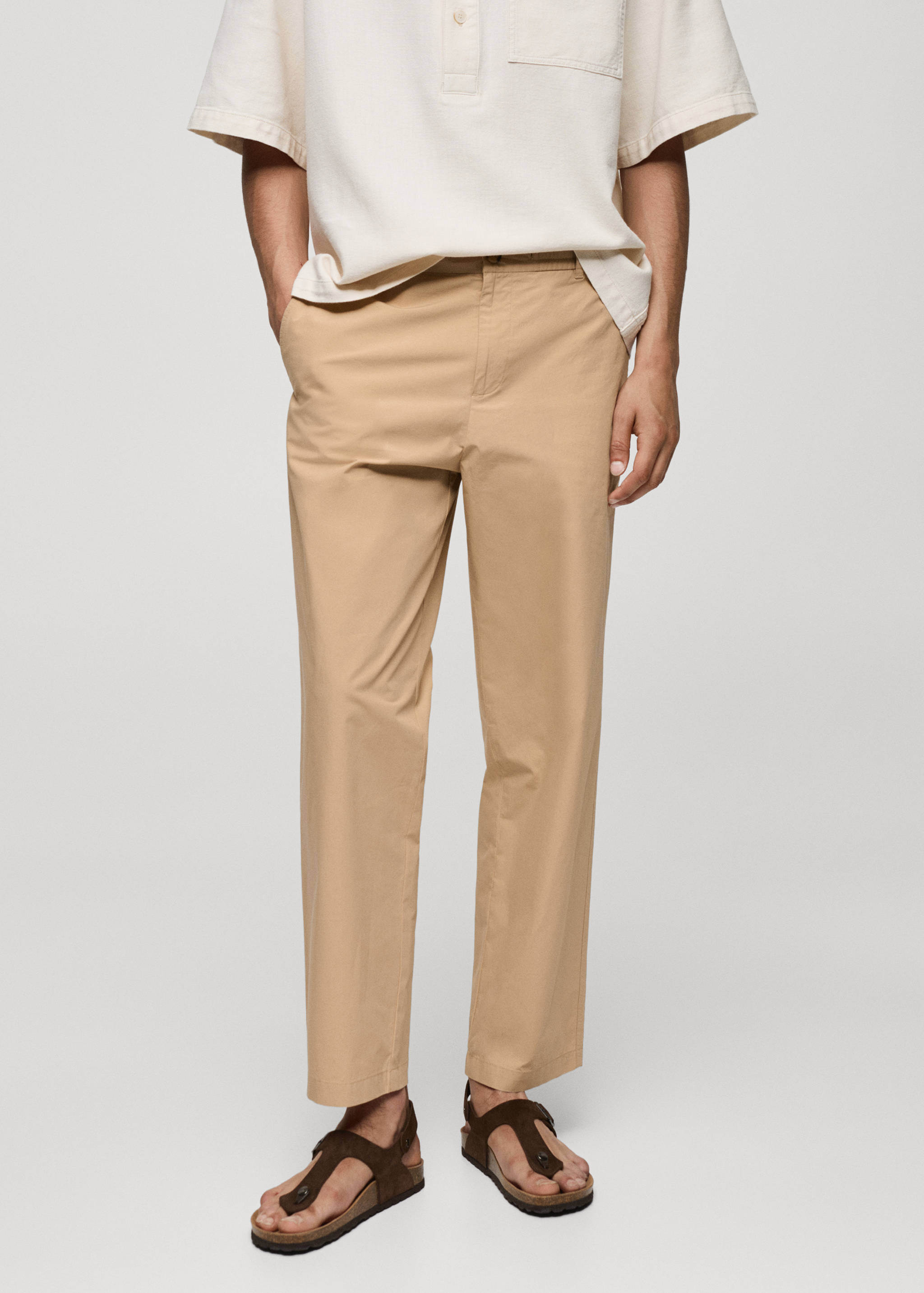Drawstring cotton trousers - Medium plane