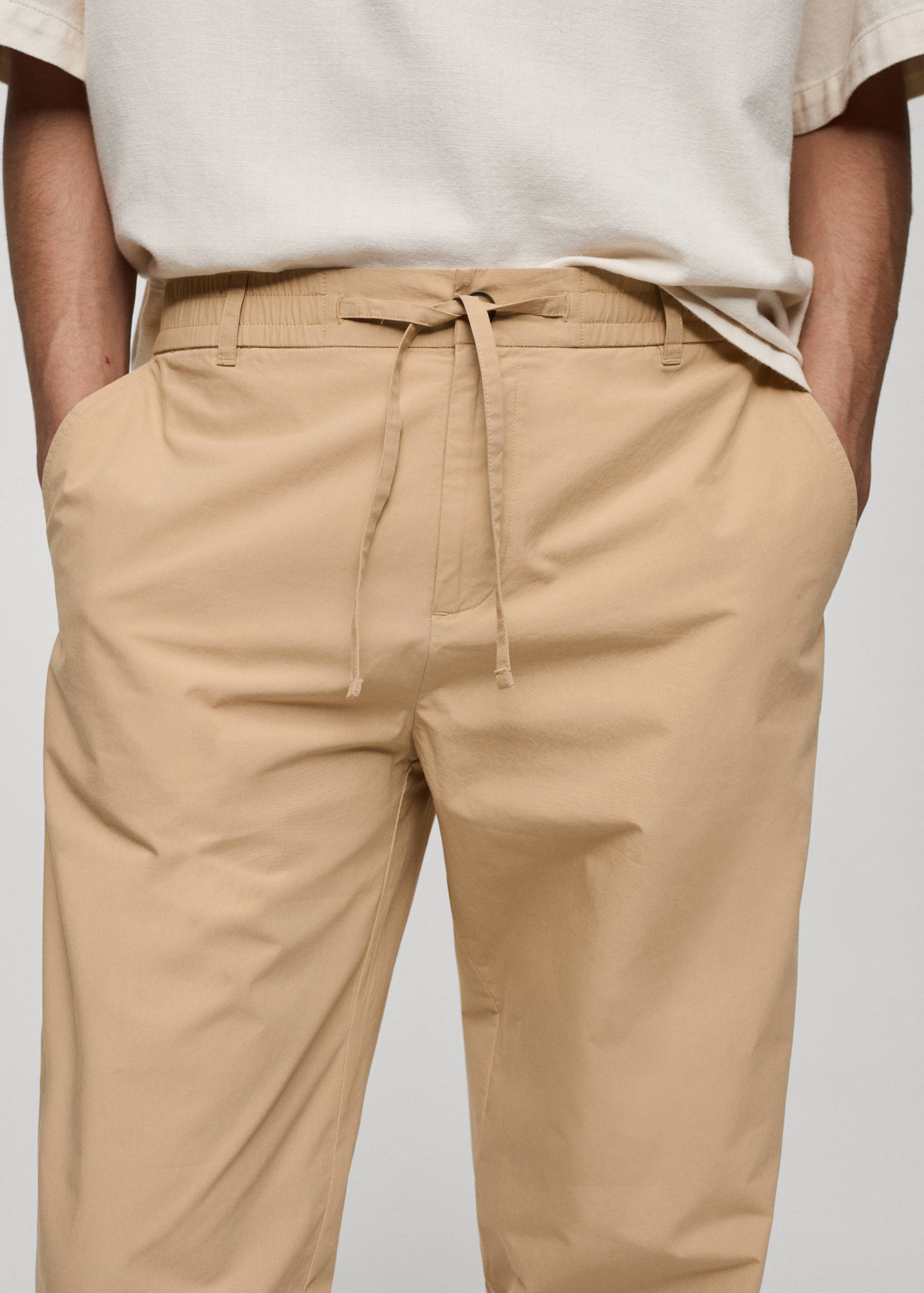 Drawstring cotton trousers - Details of the article 1