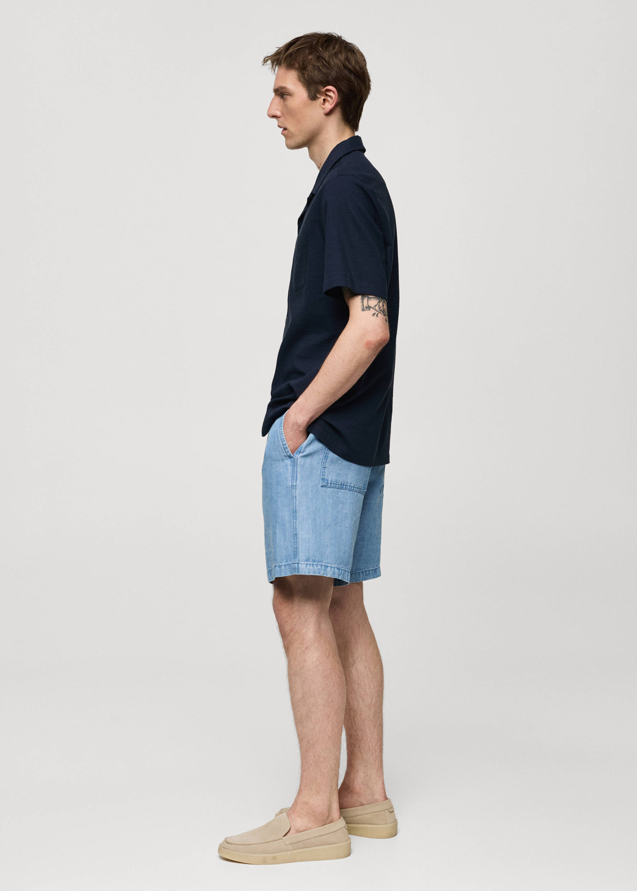 Hemp and lyocell-blend pleated bermuda shorts - Details of the article 6