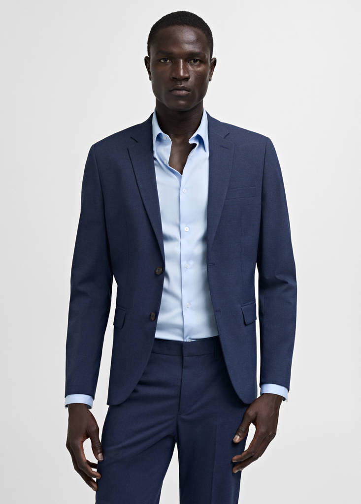 Super slim-fit suit jacket in stretch fabric — Ink Blue