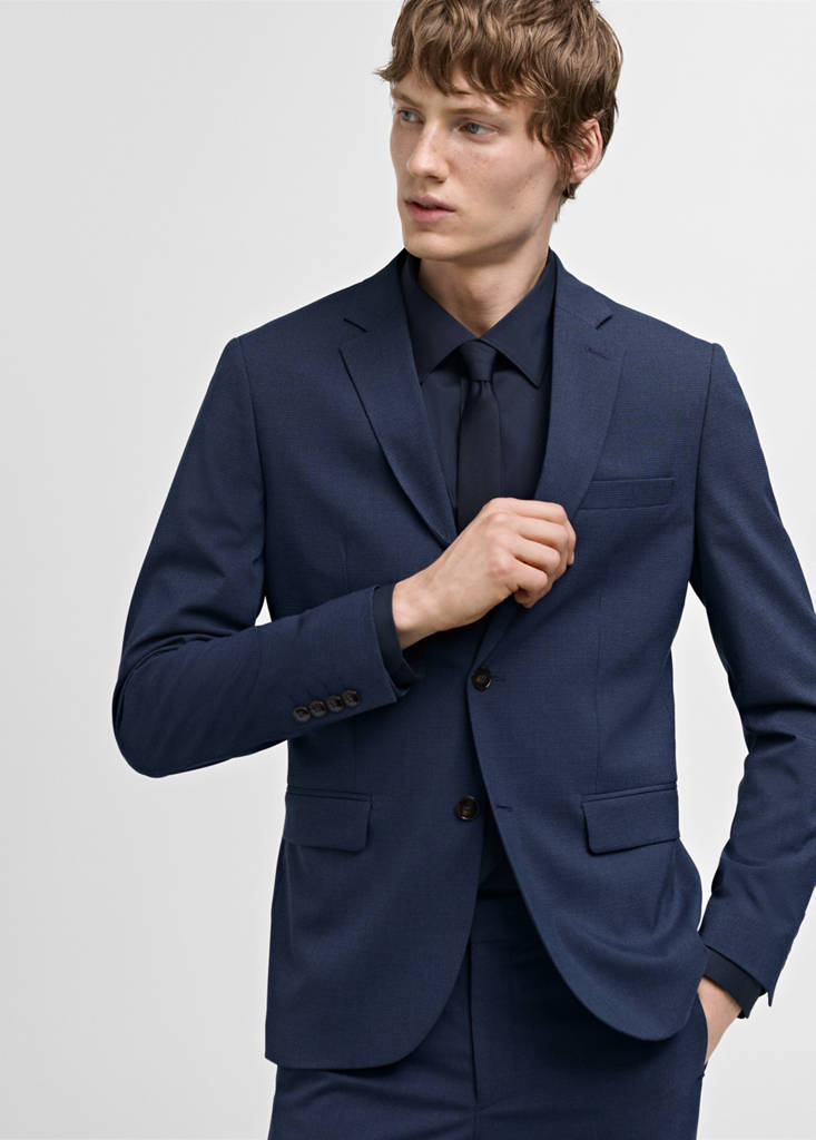 Super slim-fit suit jacket in stretch fabric — Ink Blue