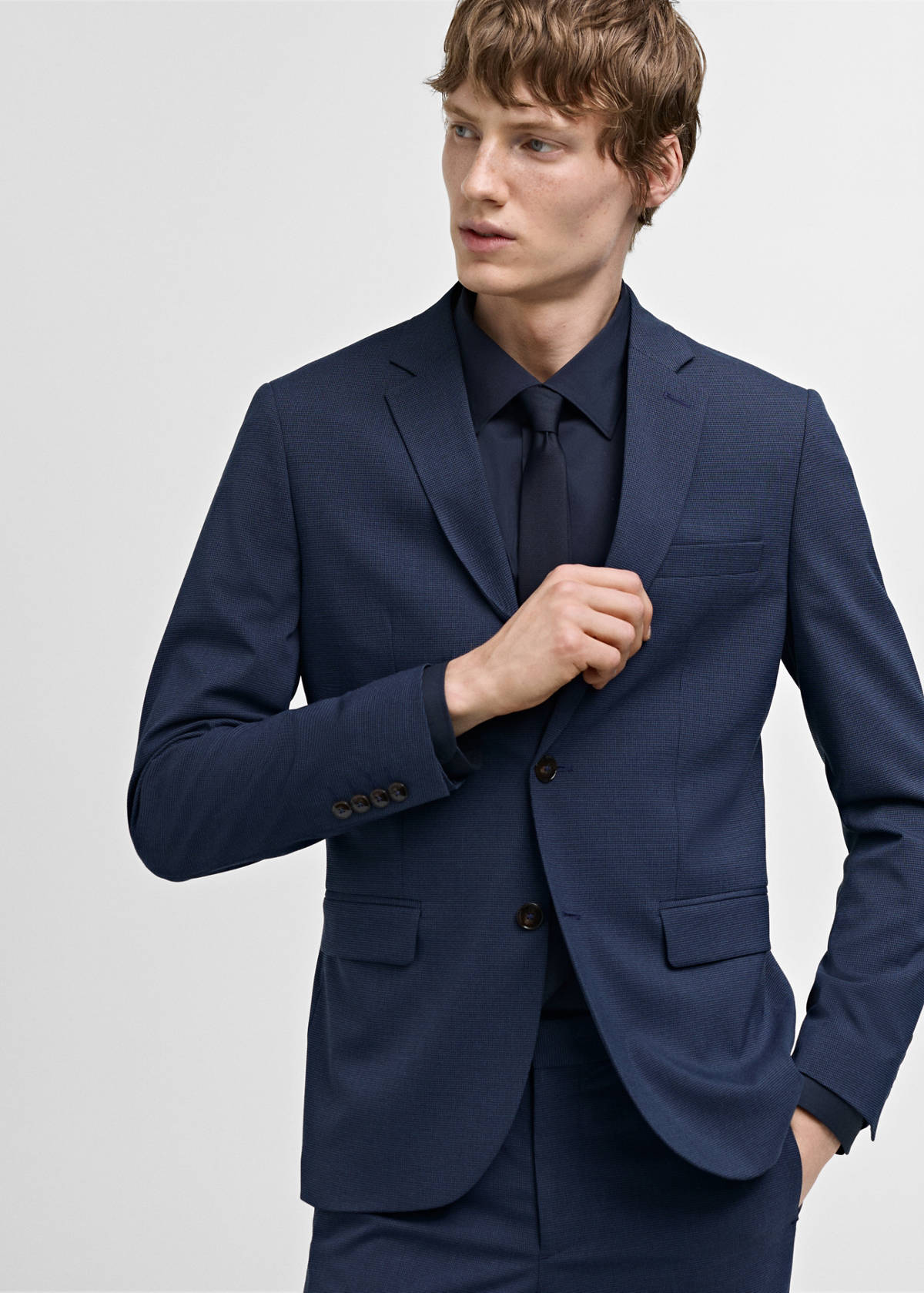 Super slim-fit suit jacket in stretch fabric — Ink Blue