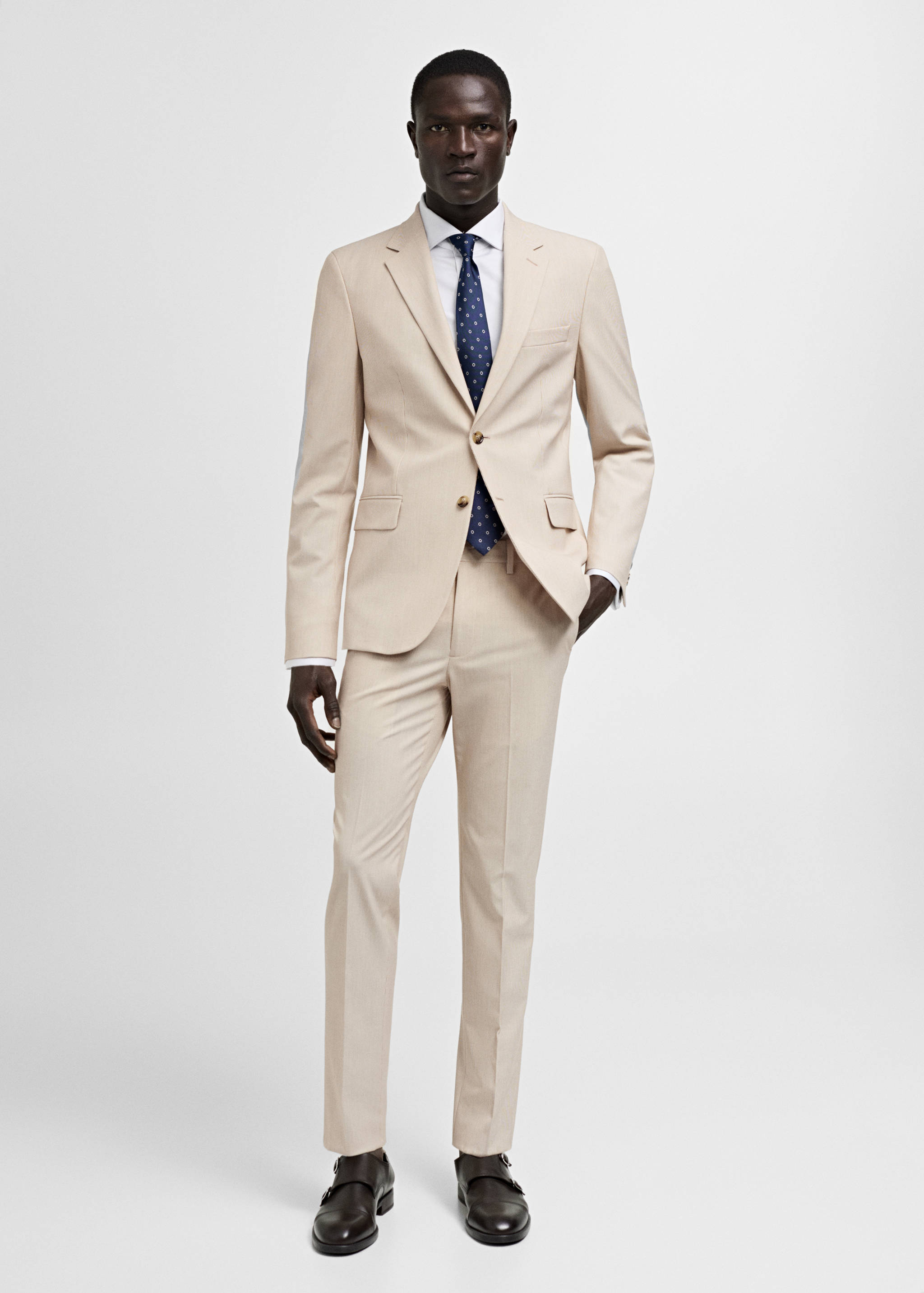 弹力面料修身西装夹克 - null