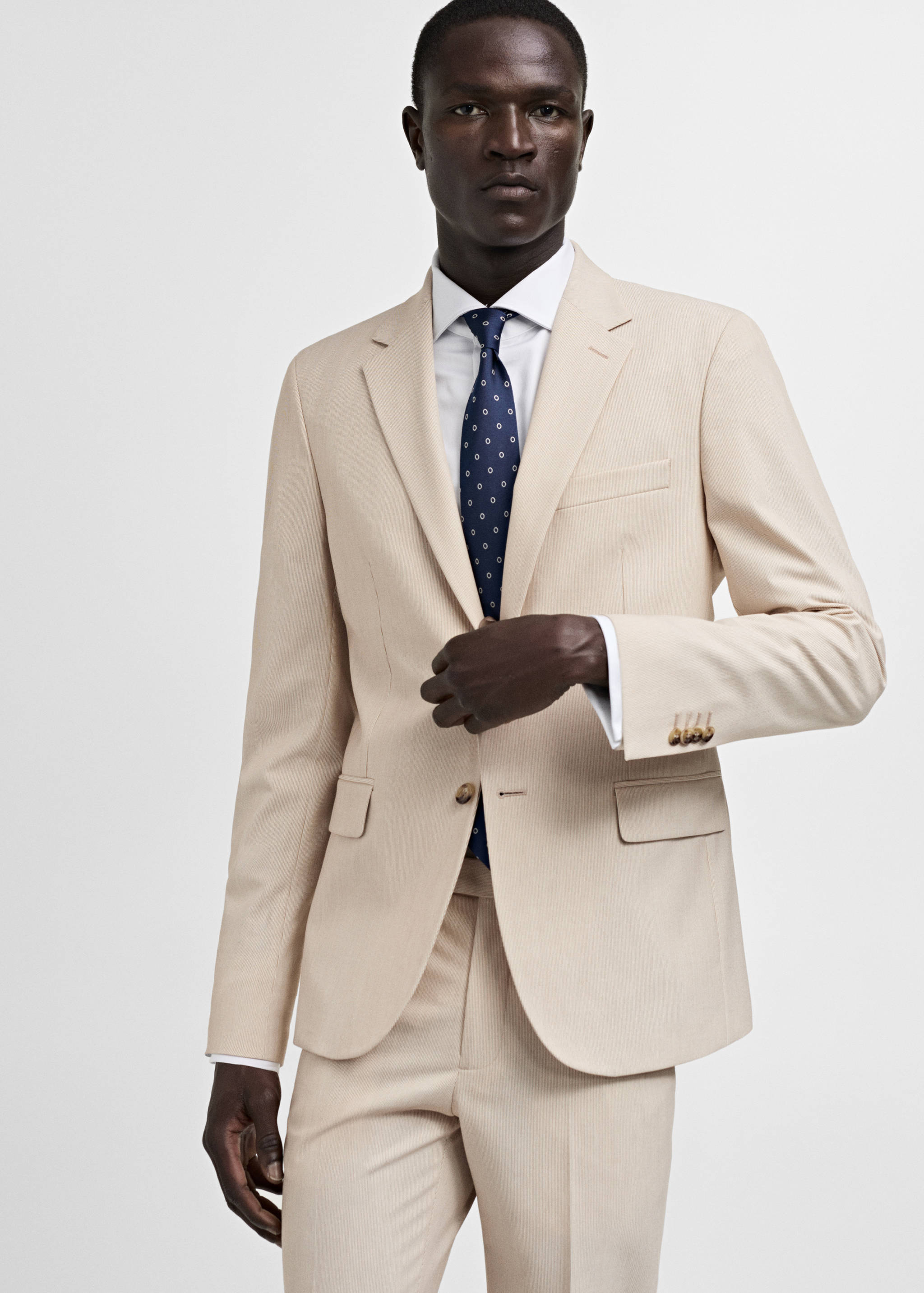 弹力面料修身西装夹克 - null