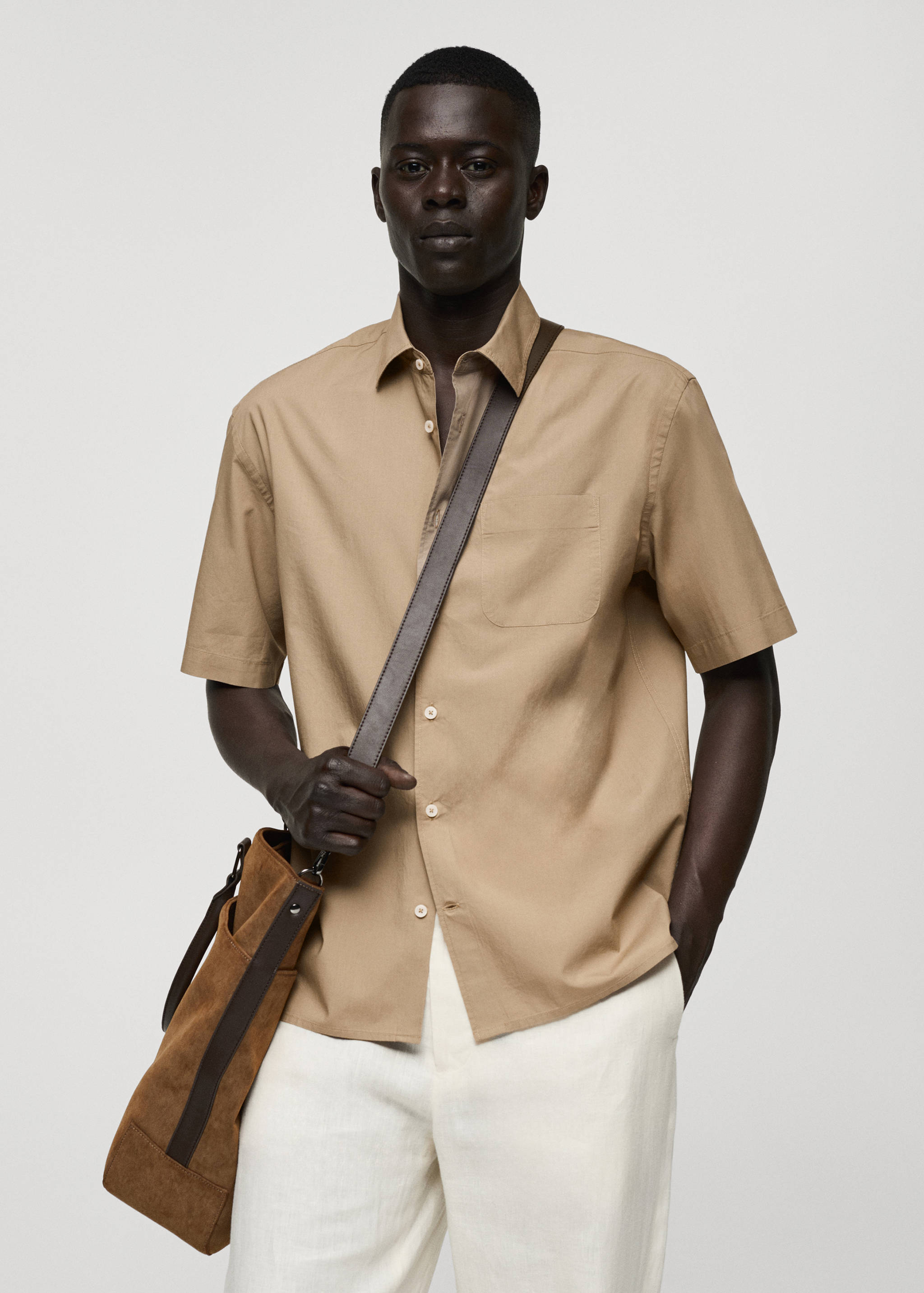 Chemise coton Tencel™ poche - Plan moyen