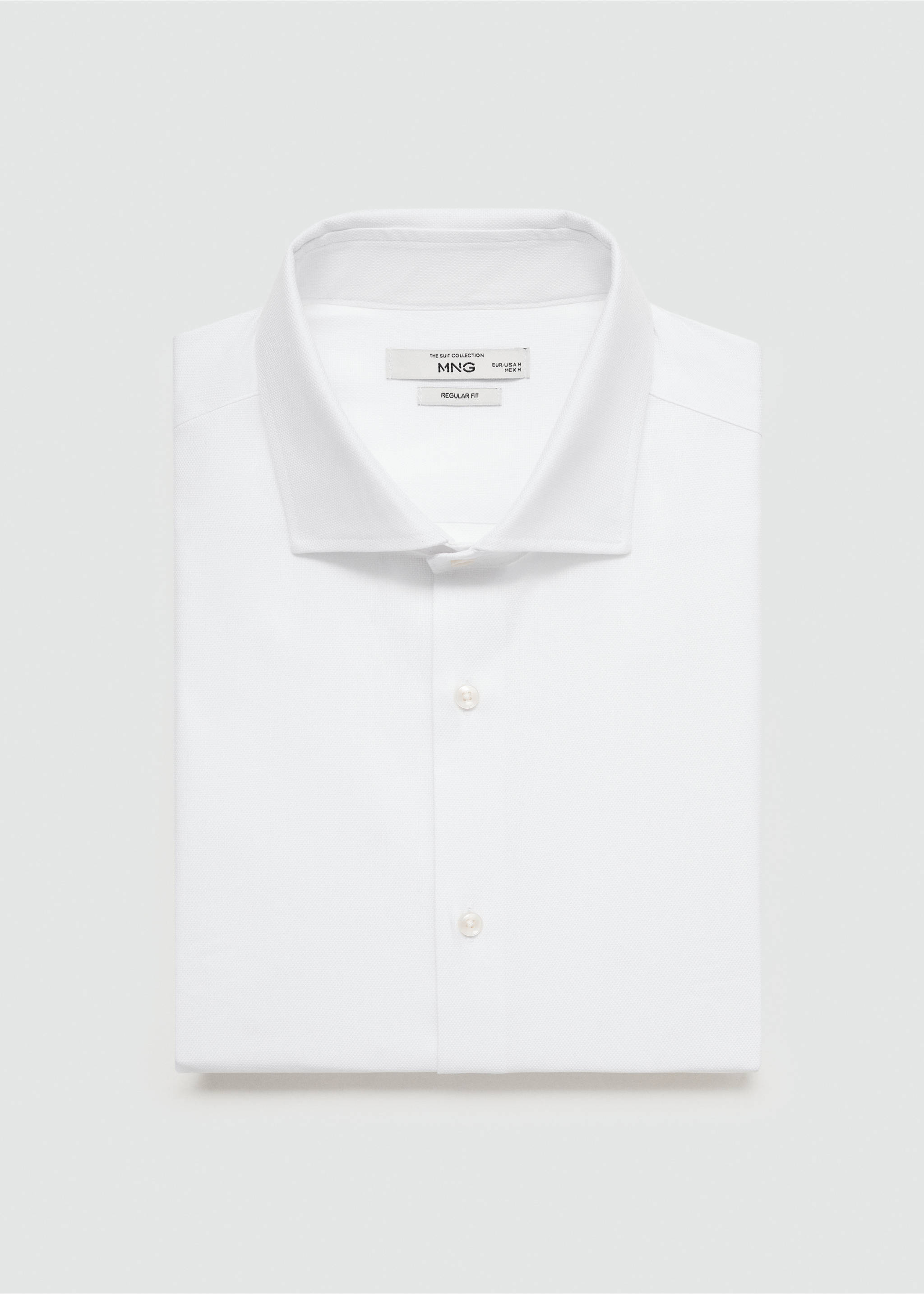 Regular-fit structured suit shirt - Details of the article 8, White. Ref: 77020577-00.