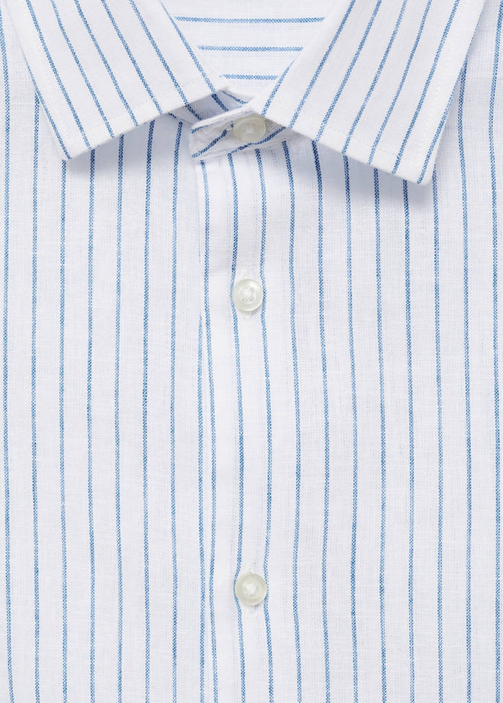 Regular-fit striped cotton-linen shirt — White