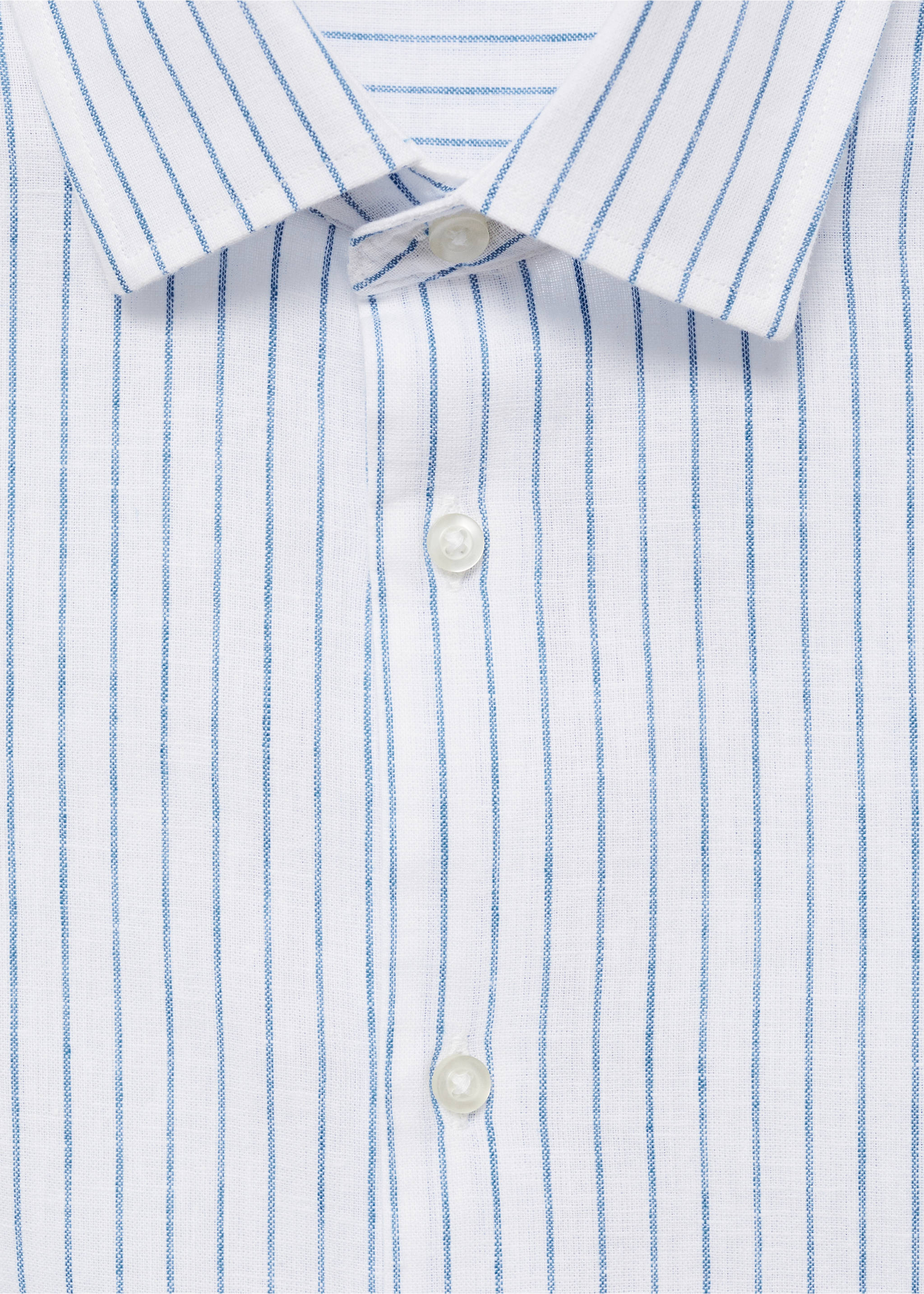 Chemise regular-fit lin coton rayures - Détail de l'article 8, Blanc. Ref: 77020579-00.