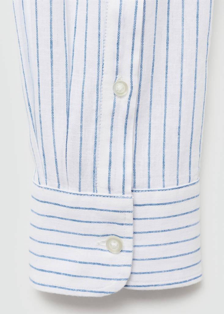 Regular-fit striped cotton-linen shirt — White
