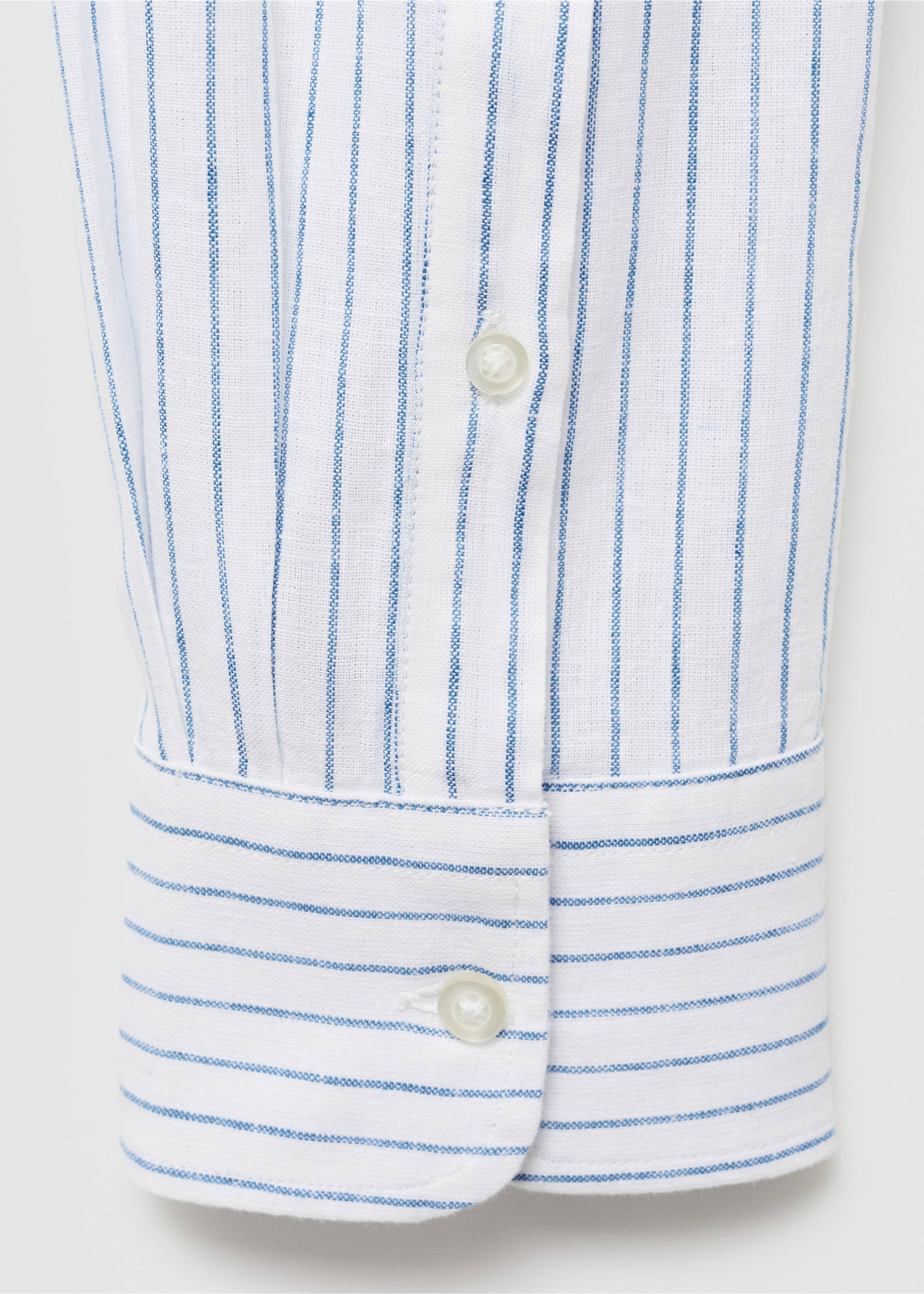Chemise regular-fit lin coton rayures - Détail de l'article 0, Blanc. Ref: 77020579-00.