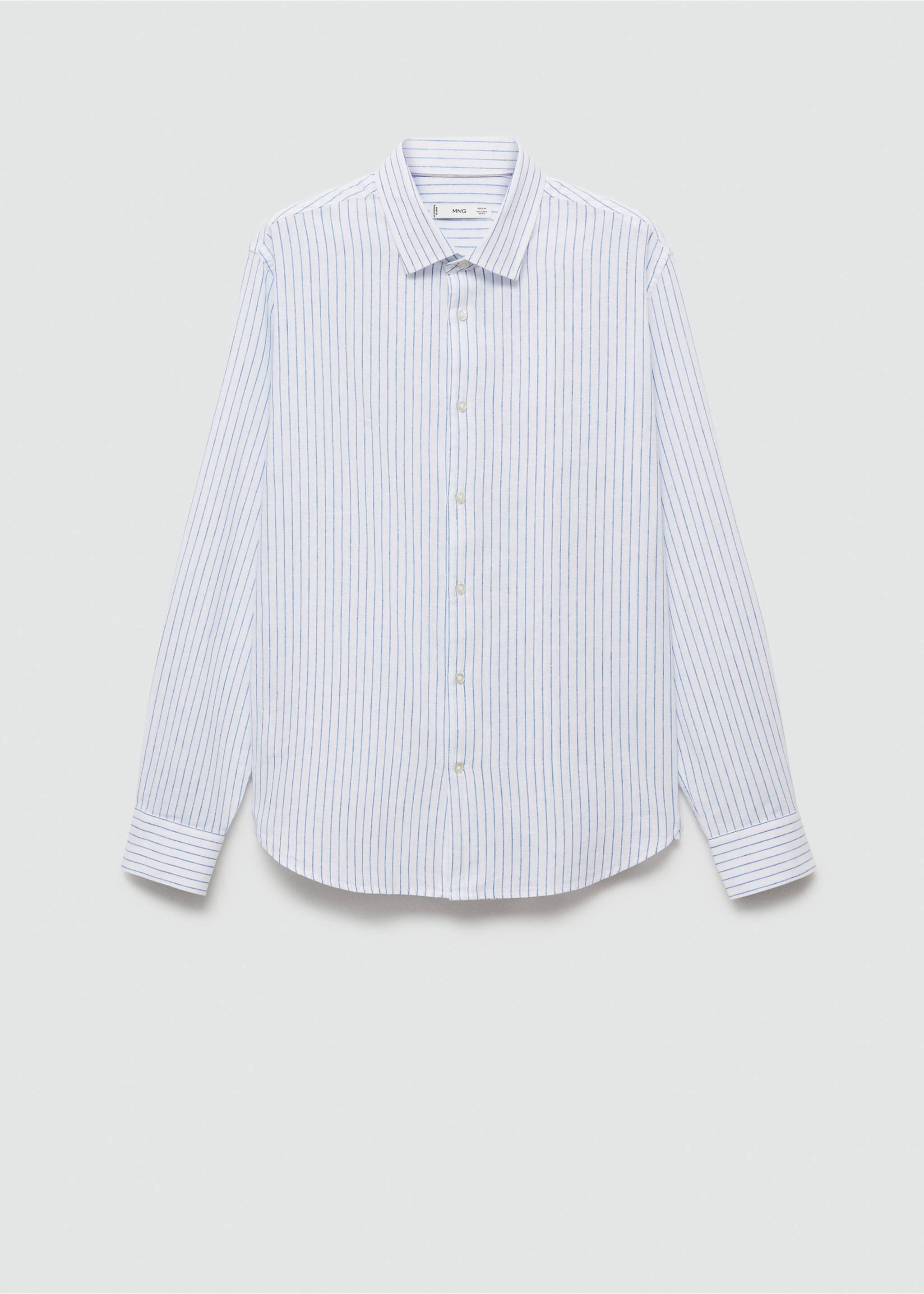 Chemise regular-fit lin coton rayures - Article sans modèle, Blanc. Ref: 77020579-00.