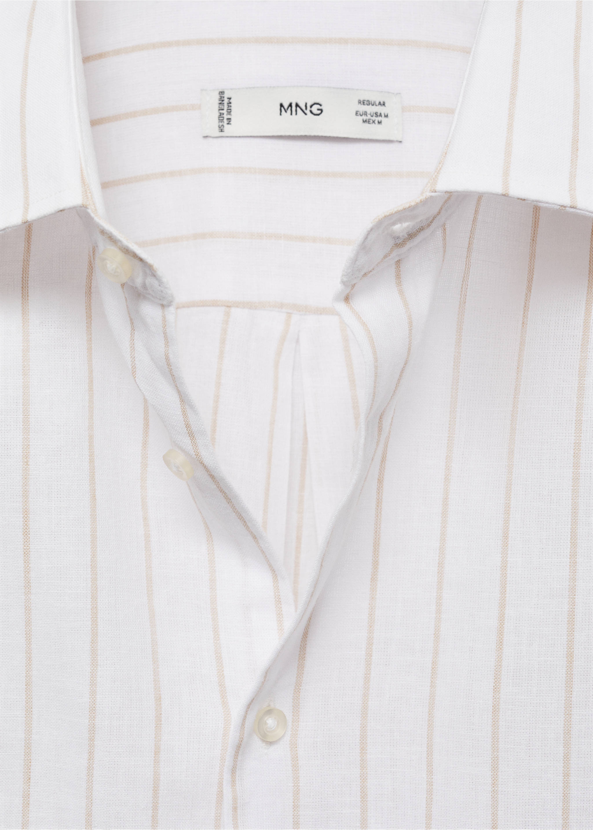Chemise regular-fit lin coton rayures - Détail de l'article 8, Marron moyen. Ref: 77020579-00.