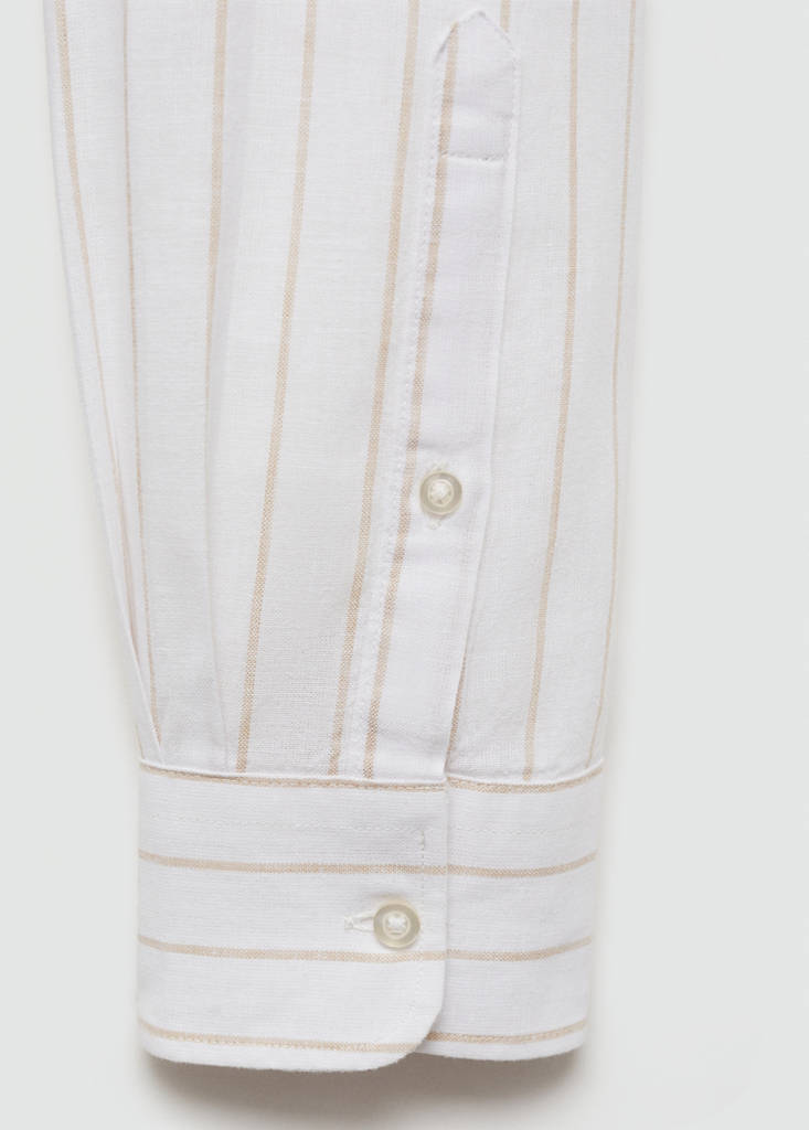 Regular-fit striped cotton-linen shirt — Medium Brown