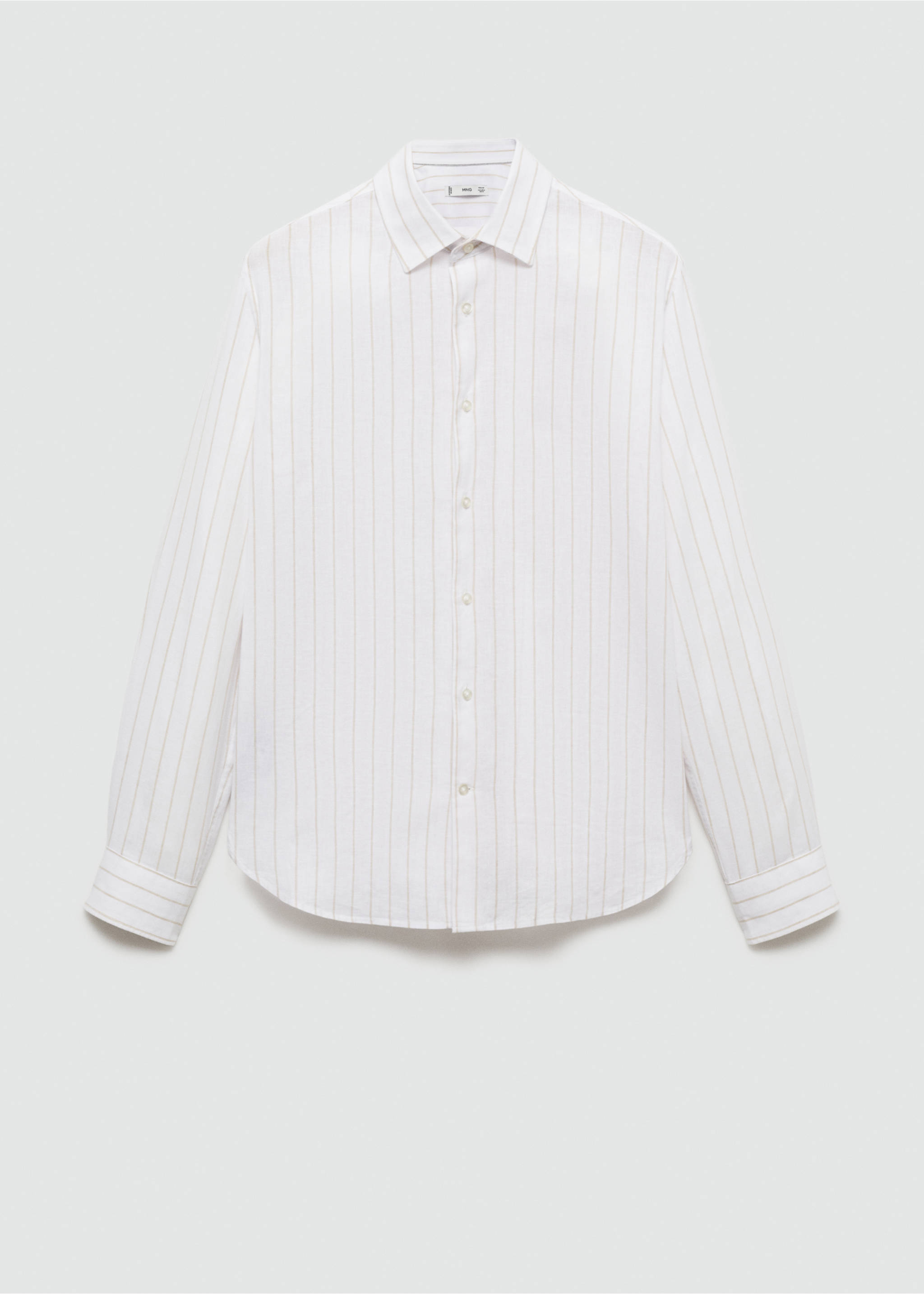 Chemise regular-fit lin coton rayures - Article sans modèle, Marron moyen. Ref: 77020579-00.