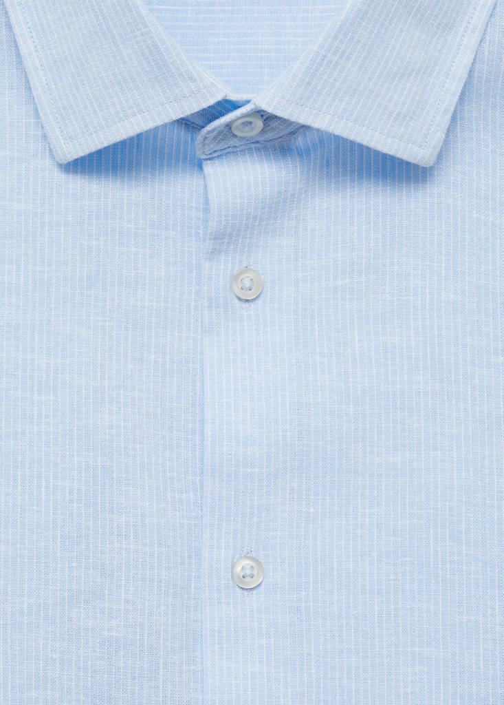 Regular-fit striped cotton-linen shirt — Sky Blue