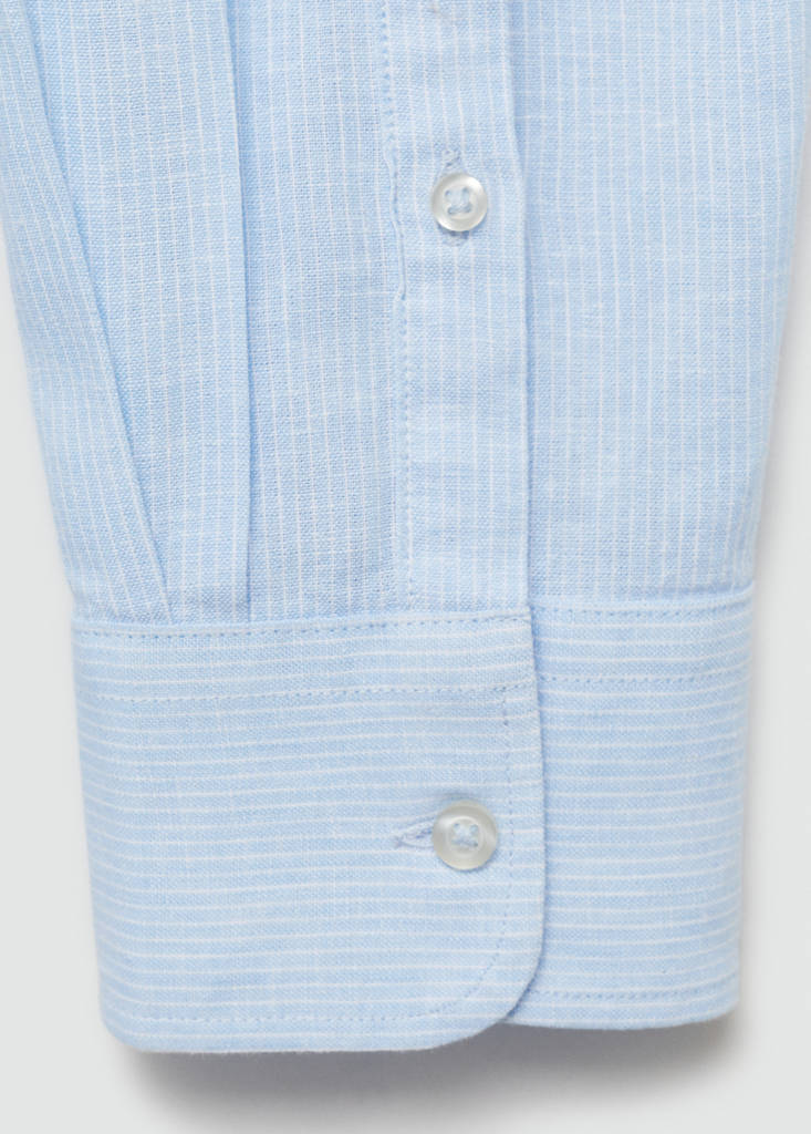 Regular-fit striped cotton-linen shirt — Sky Blue