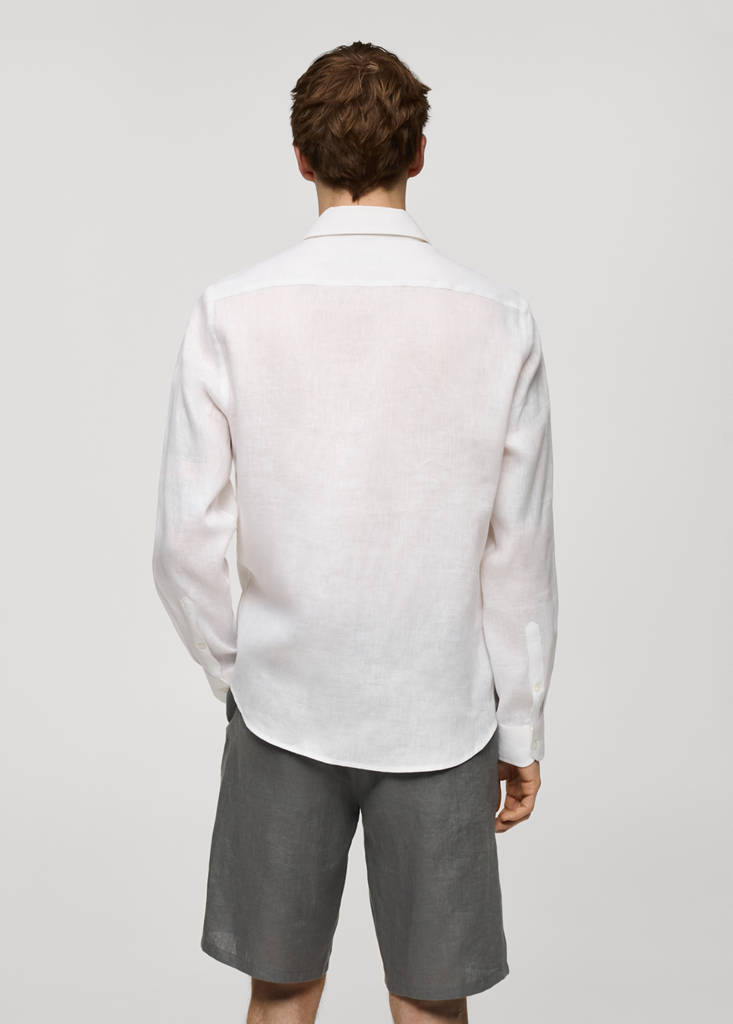 Regular-fit 100% linen shirt — White