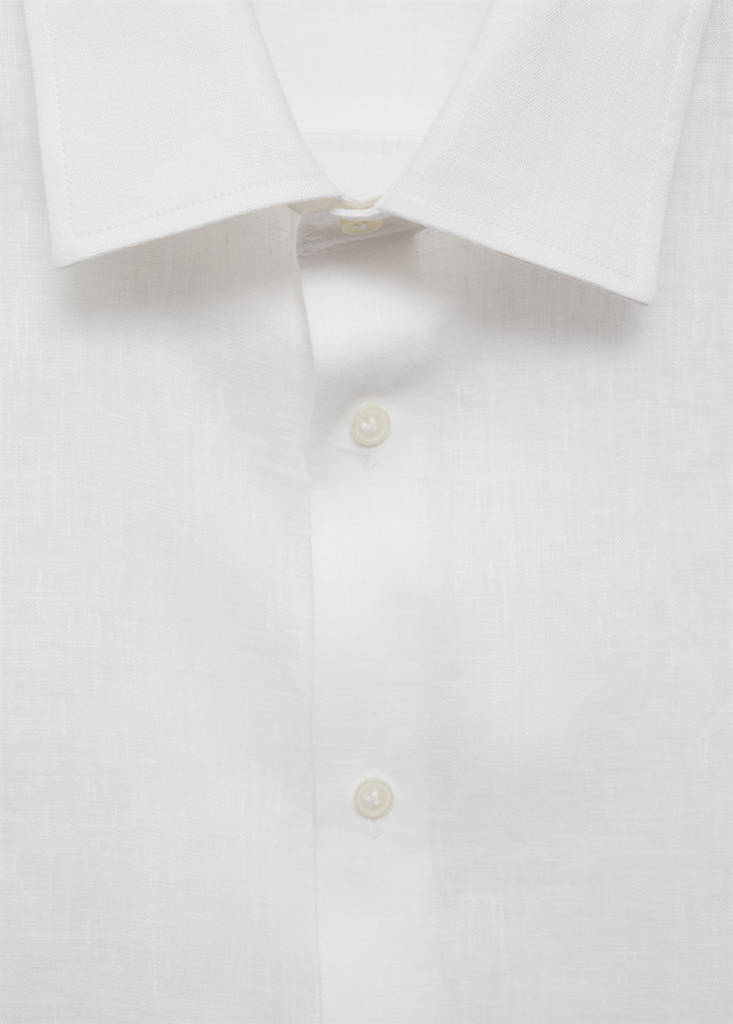Regular-fit 100% linen shirt — White