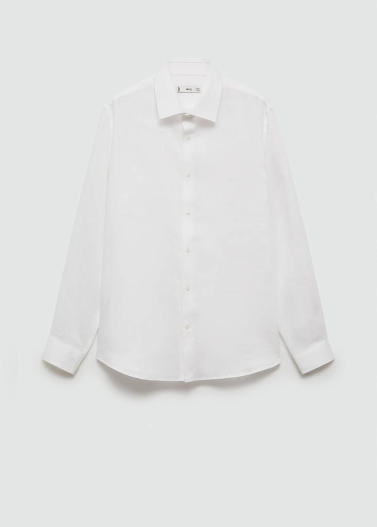 Regular-fit 100% linen shirt — White