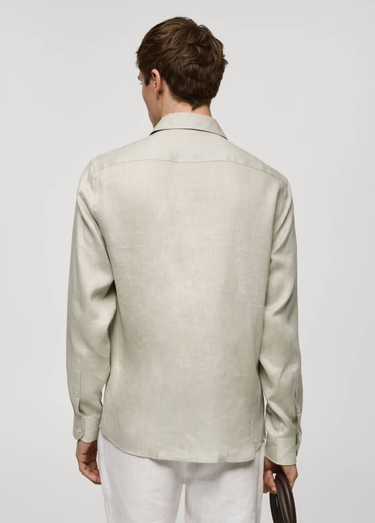 Regular-fit 100% linen shirt — Aqua Green