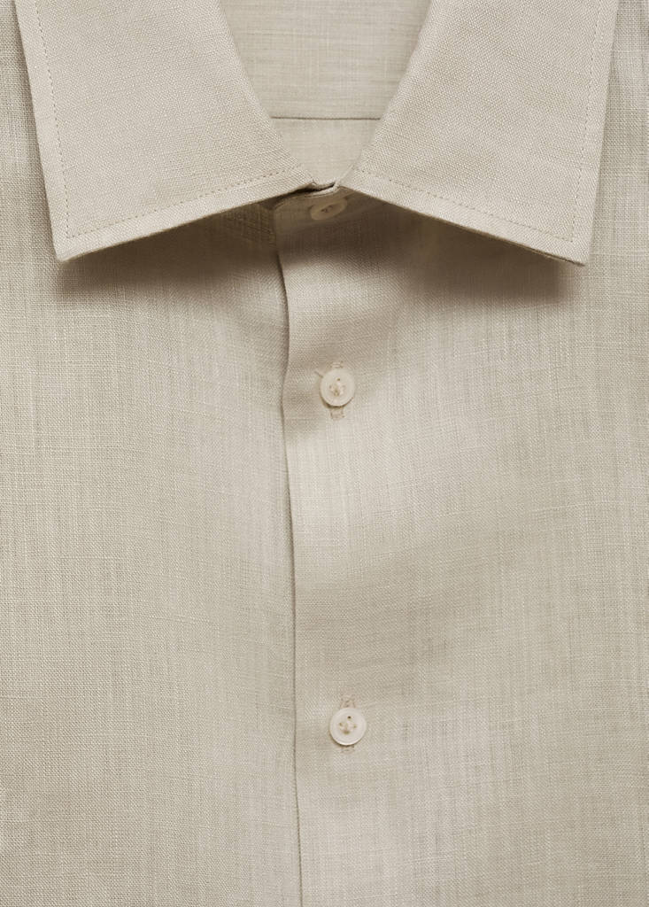 Regular-fit 100% linen shirt — Aqua Green
